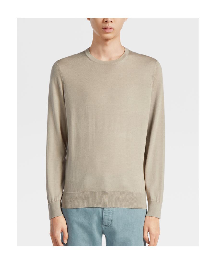 ZEGNA Cashmere-mulberry Silk Crew-neck Jumper In Nude Product Image
