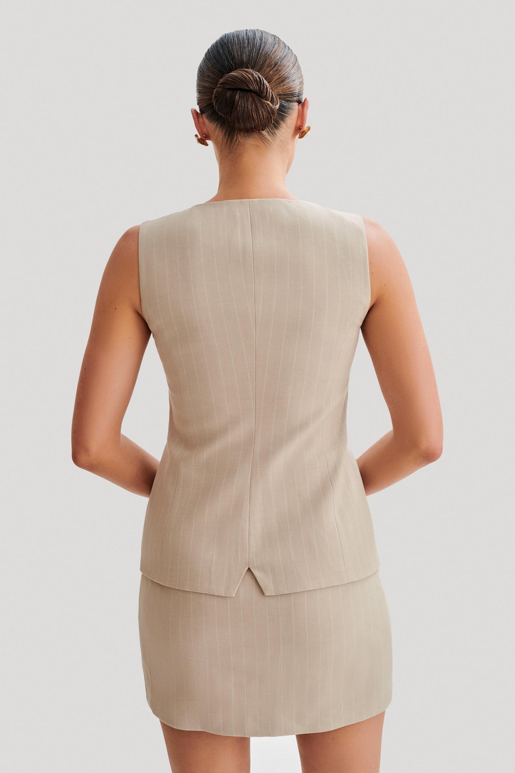 Tracey Suiting Vest - Taupe Pinstripe Product Image