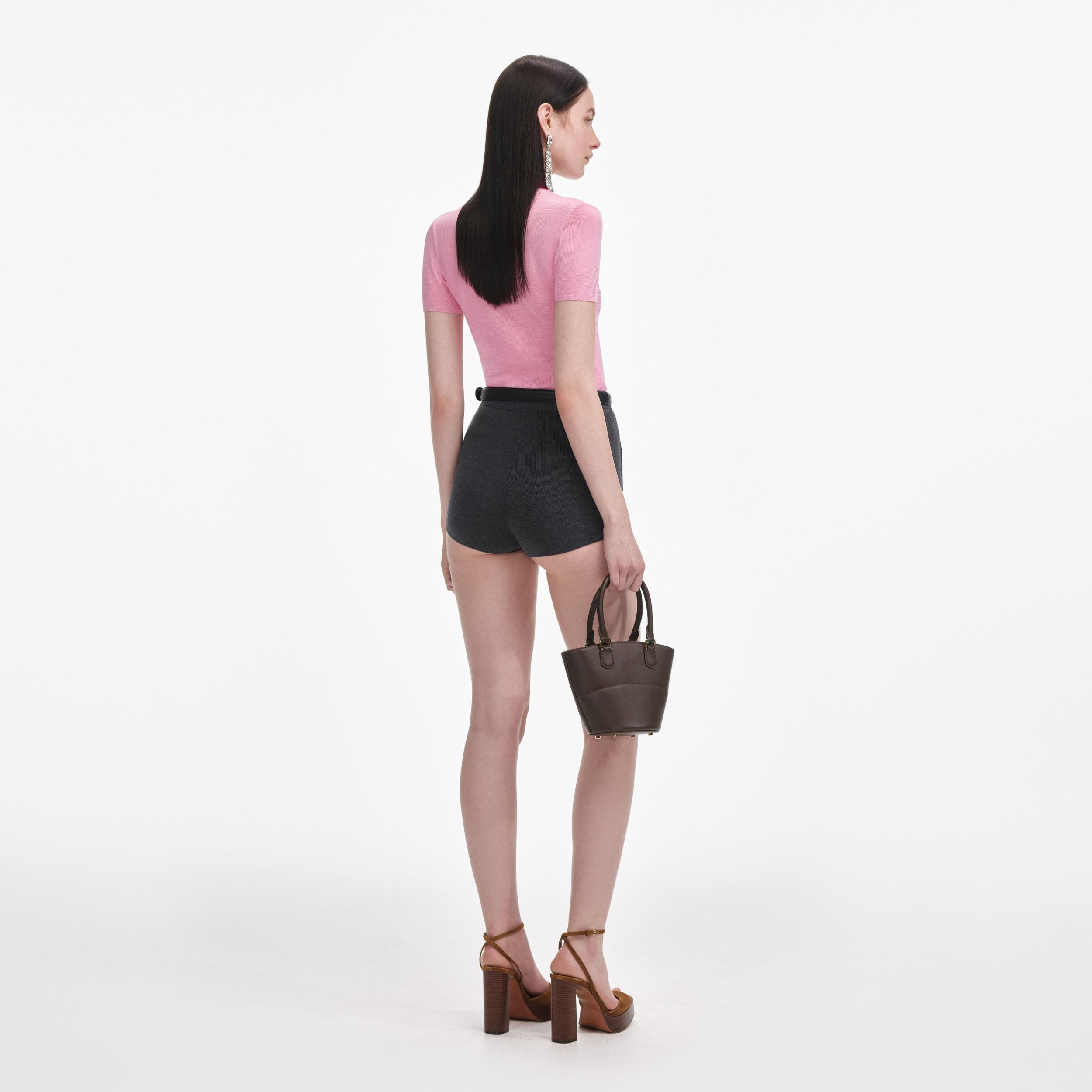 Grey Knit Shorts Product Image