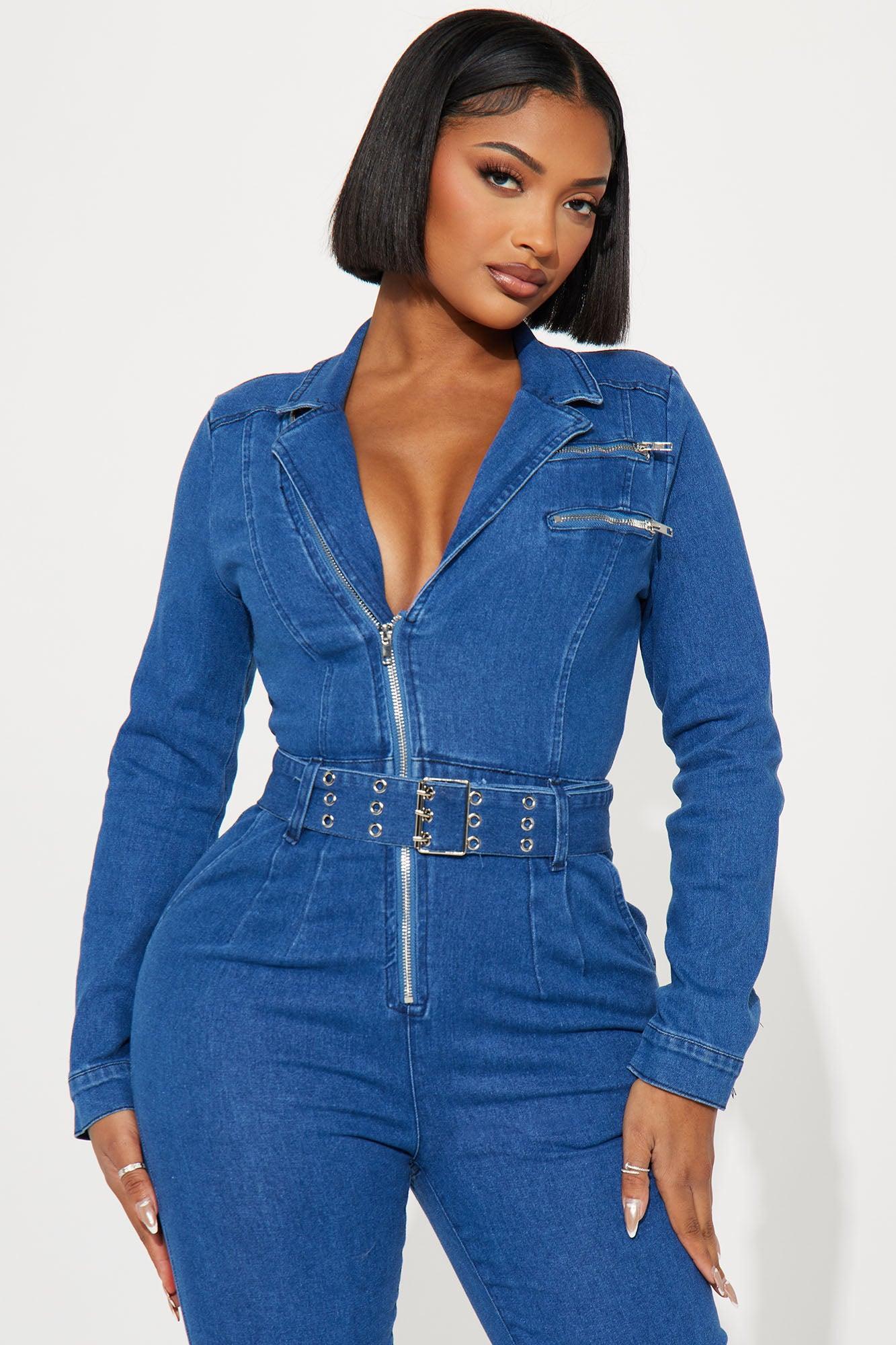 Good For Your Ego Denim Jumpsuit - Medium Wash Product Image