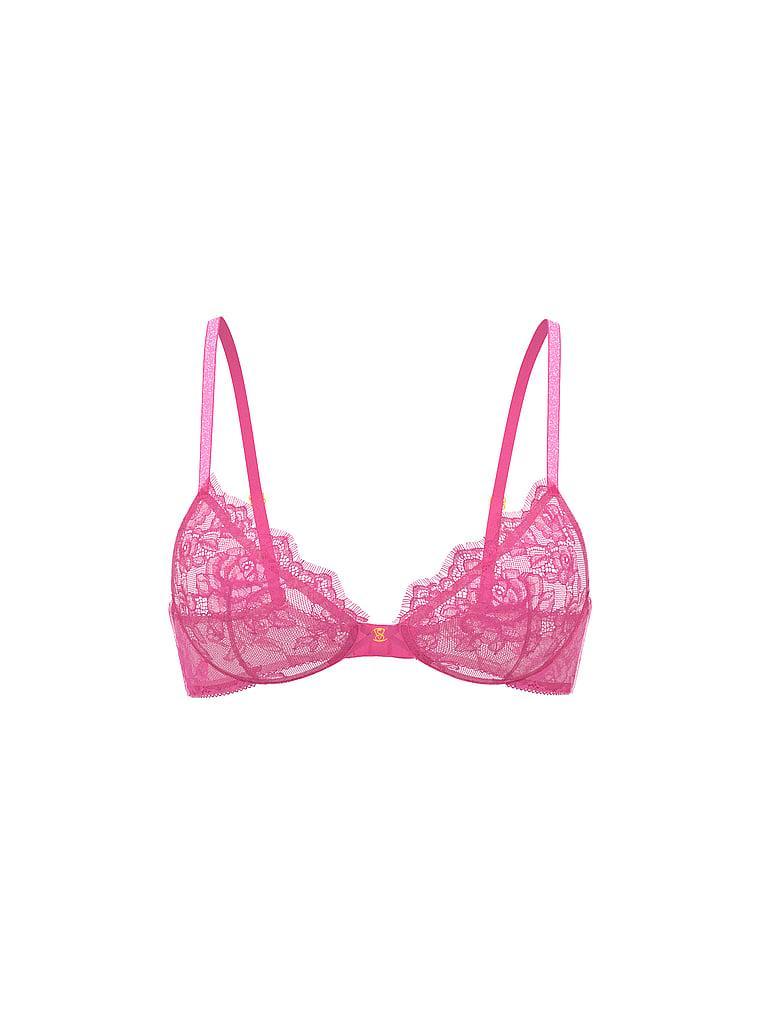 Rose Lace Unlined Low-Cut Demi Bra Product Image
