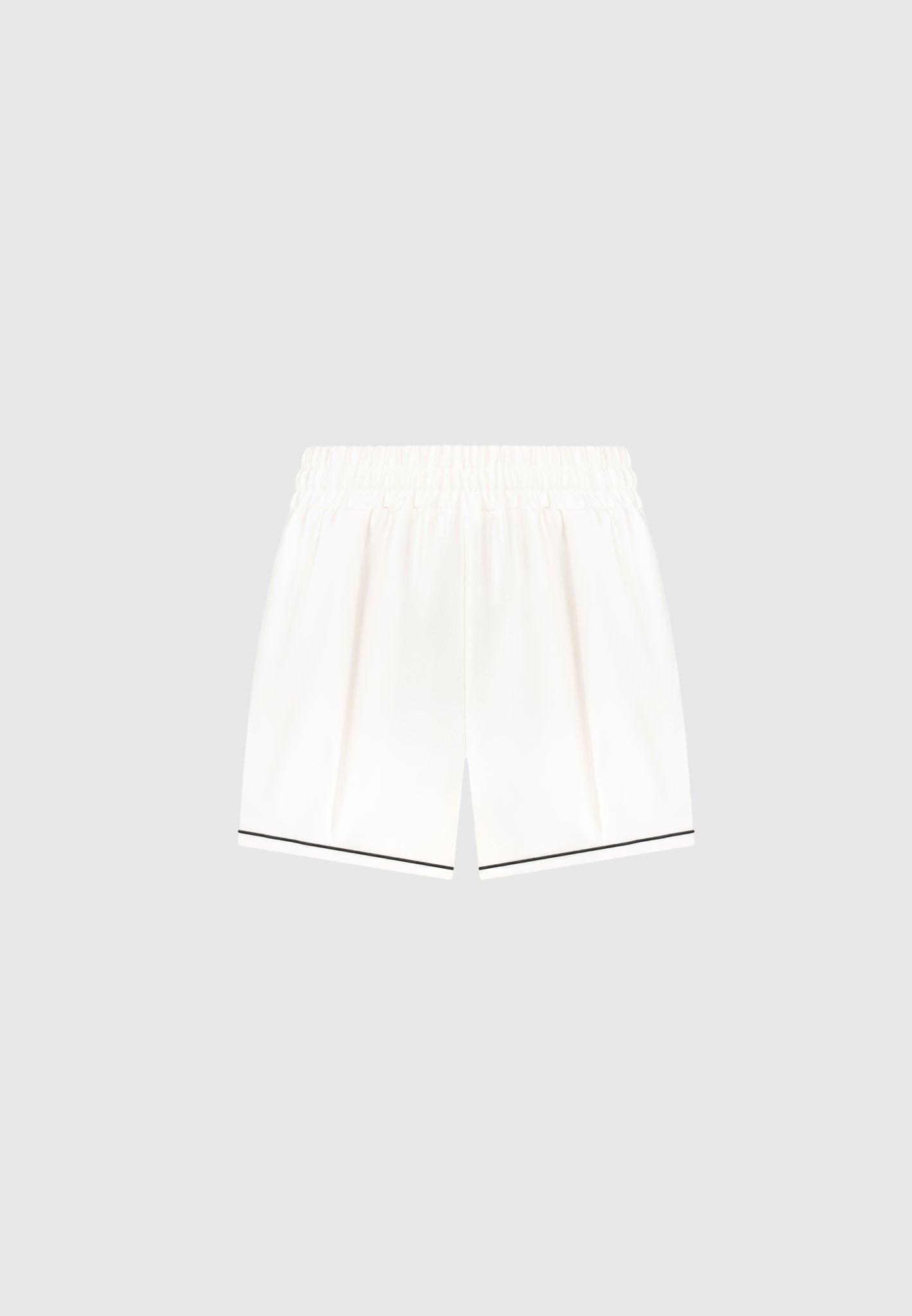 Satin Shorts with Piping - Cream Female Product Image