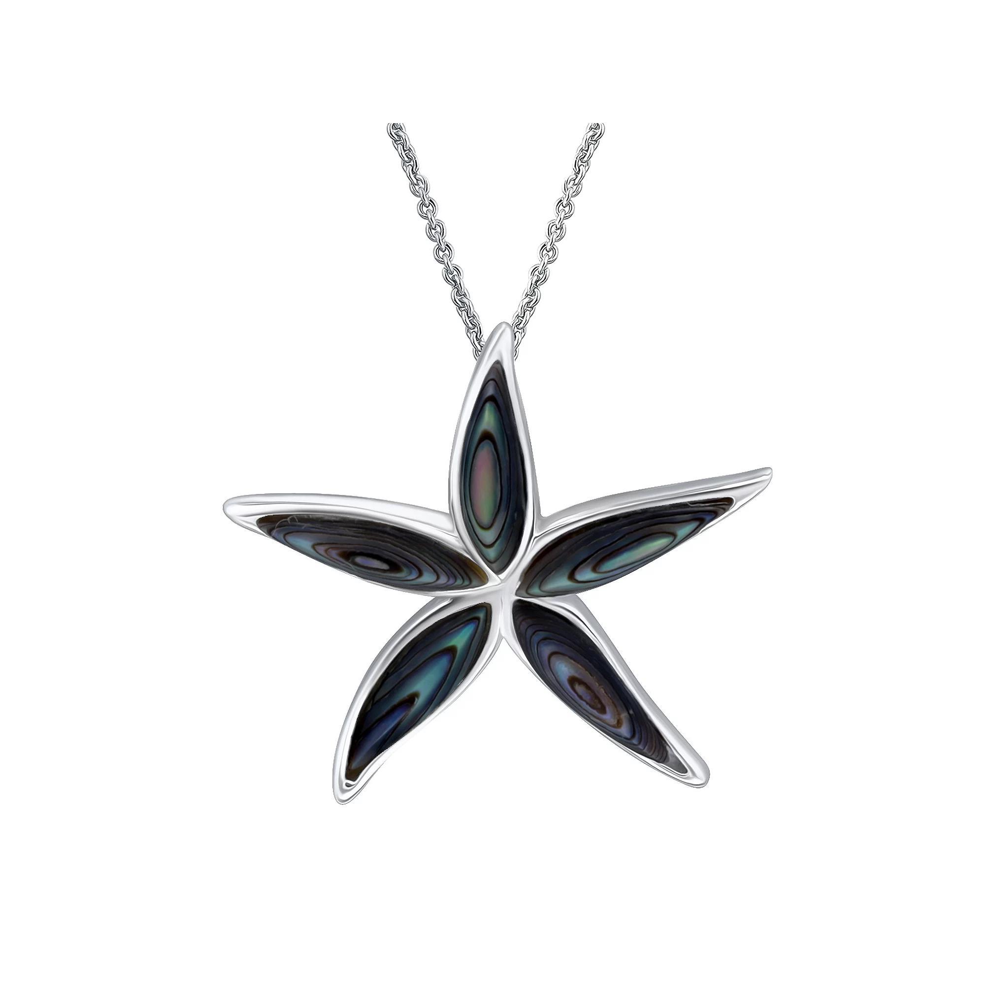 Aleure Precioso Silver Plated Abalone Starfish Pendant Necklace, Women's, Size: 18", Silver Tone White Product Image