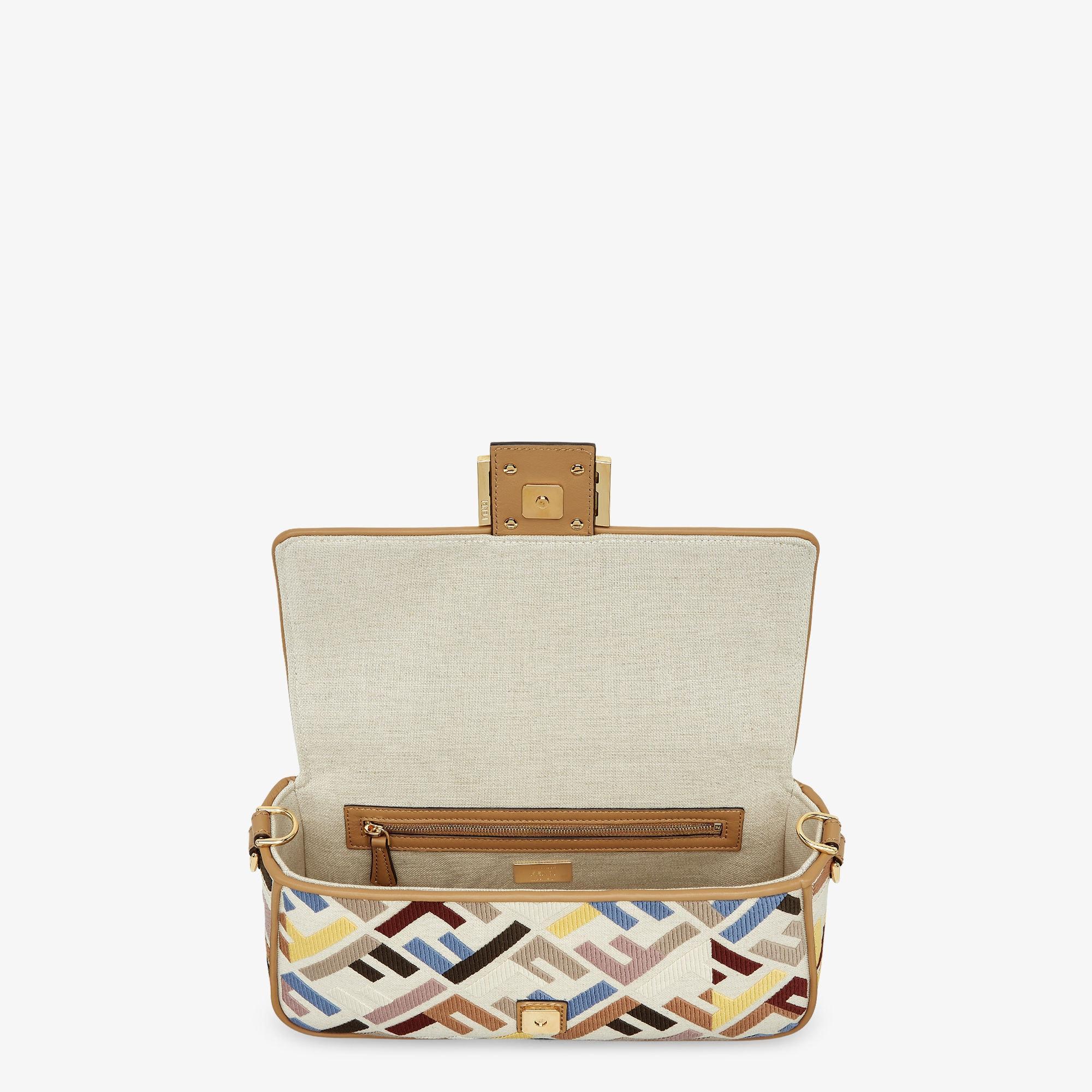 BaguetteMulticolor canvas bag with FF embroidery Product Image