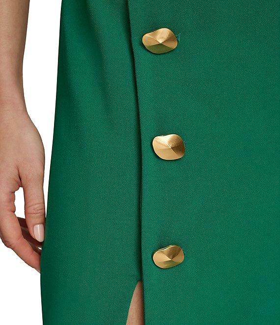 Donna Karan Cady Crepe Boat Neck Cap Sleeve Button Front Detail Sheath Dress Product Image
