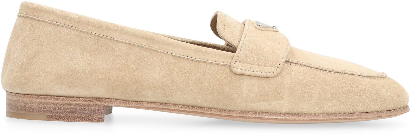 Suede Logo Loafers In Cream Product Image