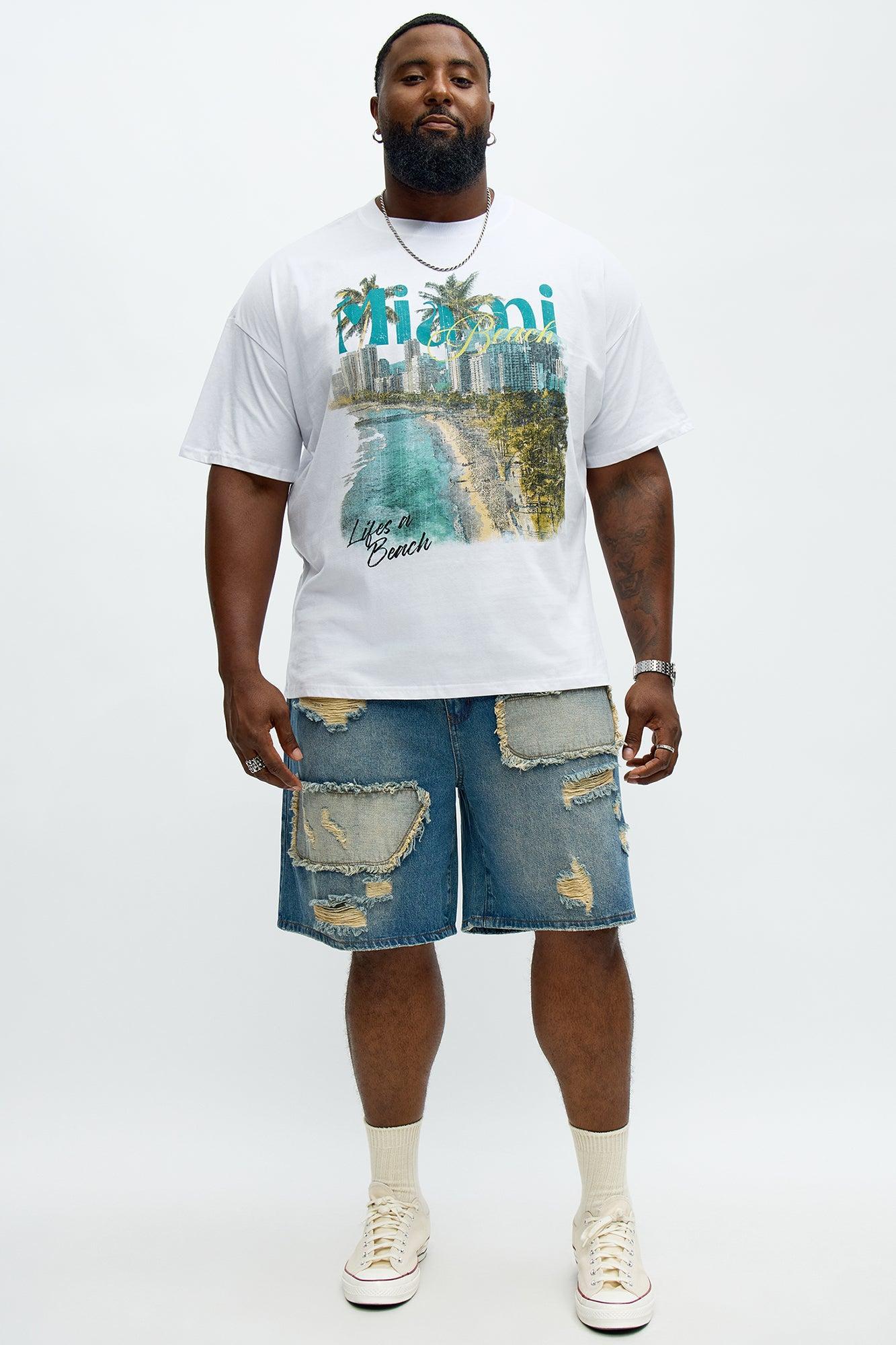 Miami Beach Oversized Short Sleeve Tee - White Product Image