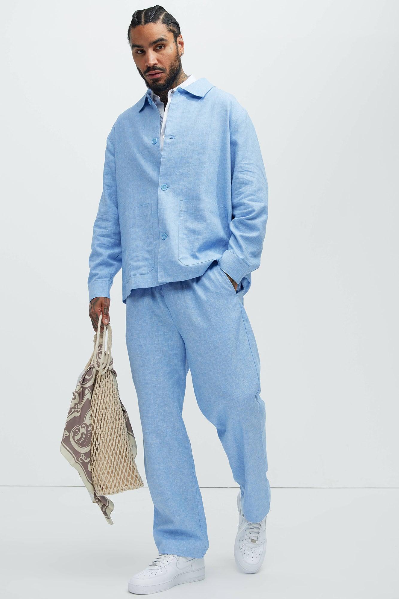 Bahamas Linen Chore Jacket - Ice Blue Product Image