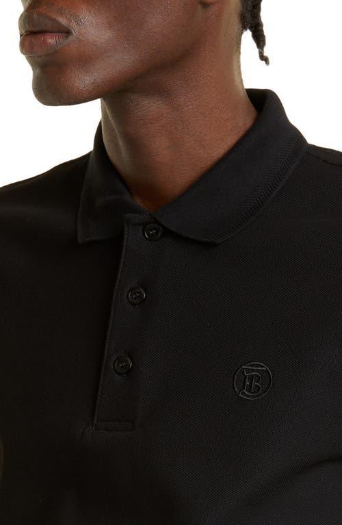 burberry Men's Eddie TB Monogram Cotton Polo in Black at Nordstrom, Size Small Product Image