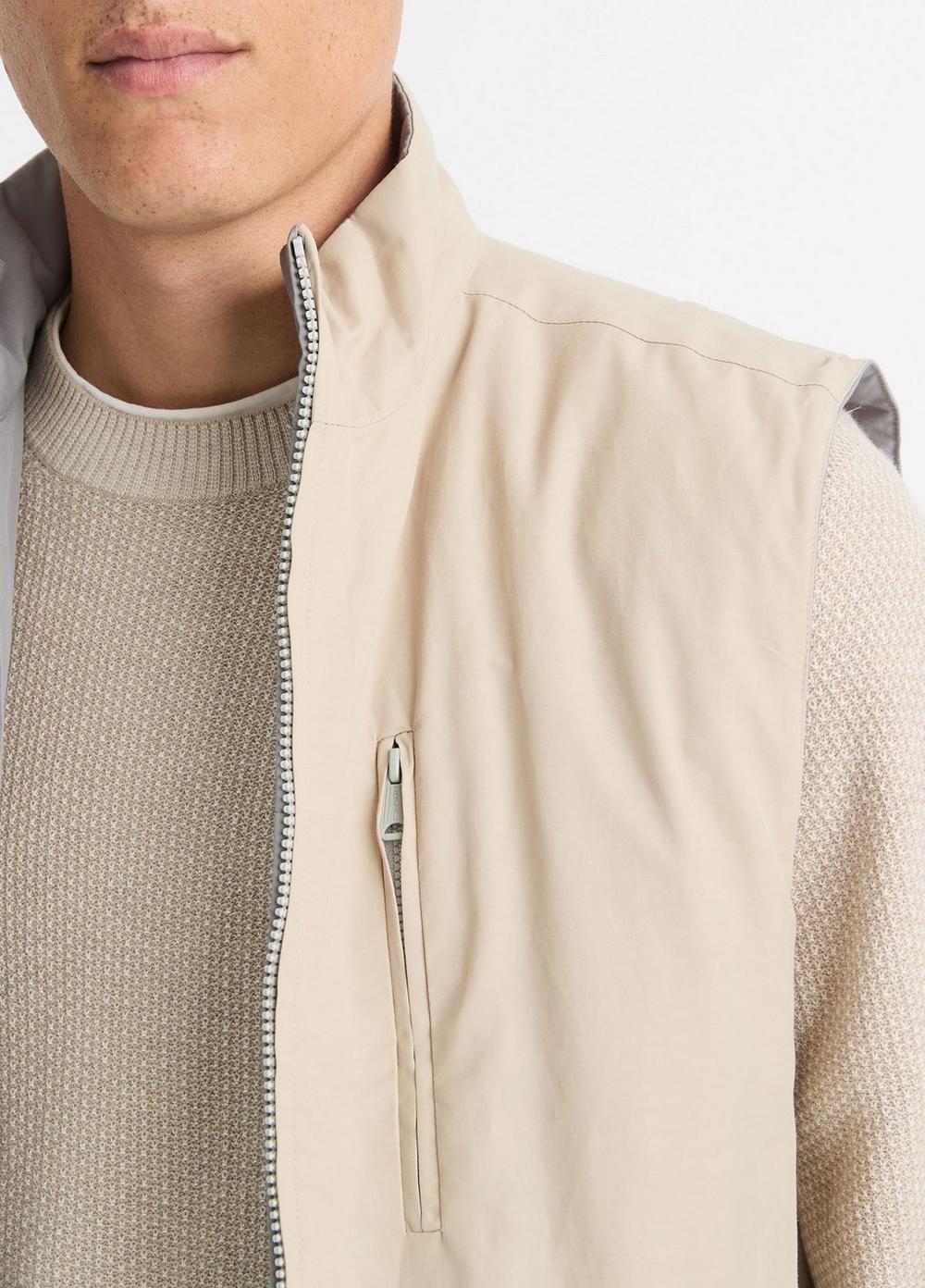Mens Reversible Cotton-Blend Vest, Cahuenga Khaki/smoke, Size L Vince Product Image