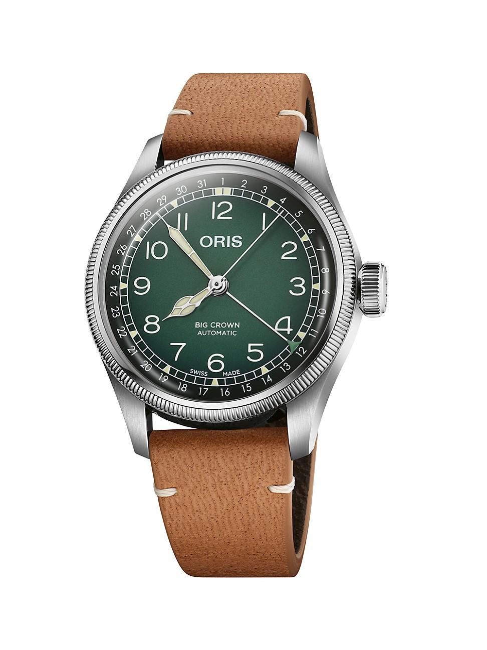 Mens Big Crown Stainless Steel & Leather Watch/38MM Product Image