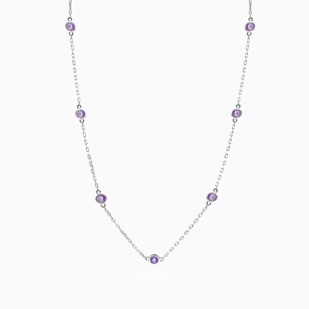 House of Frosted 14K Gold Plated Amethyst Station Necklace, Womens, Sterling Product Image