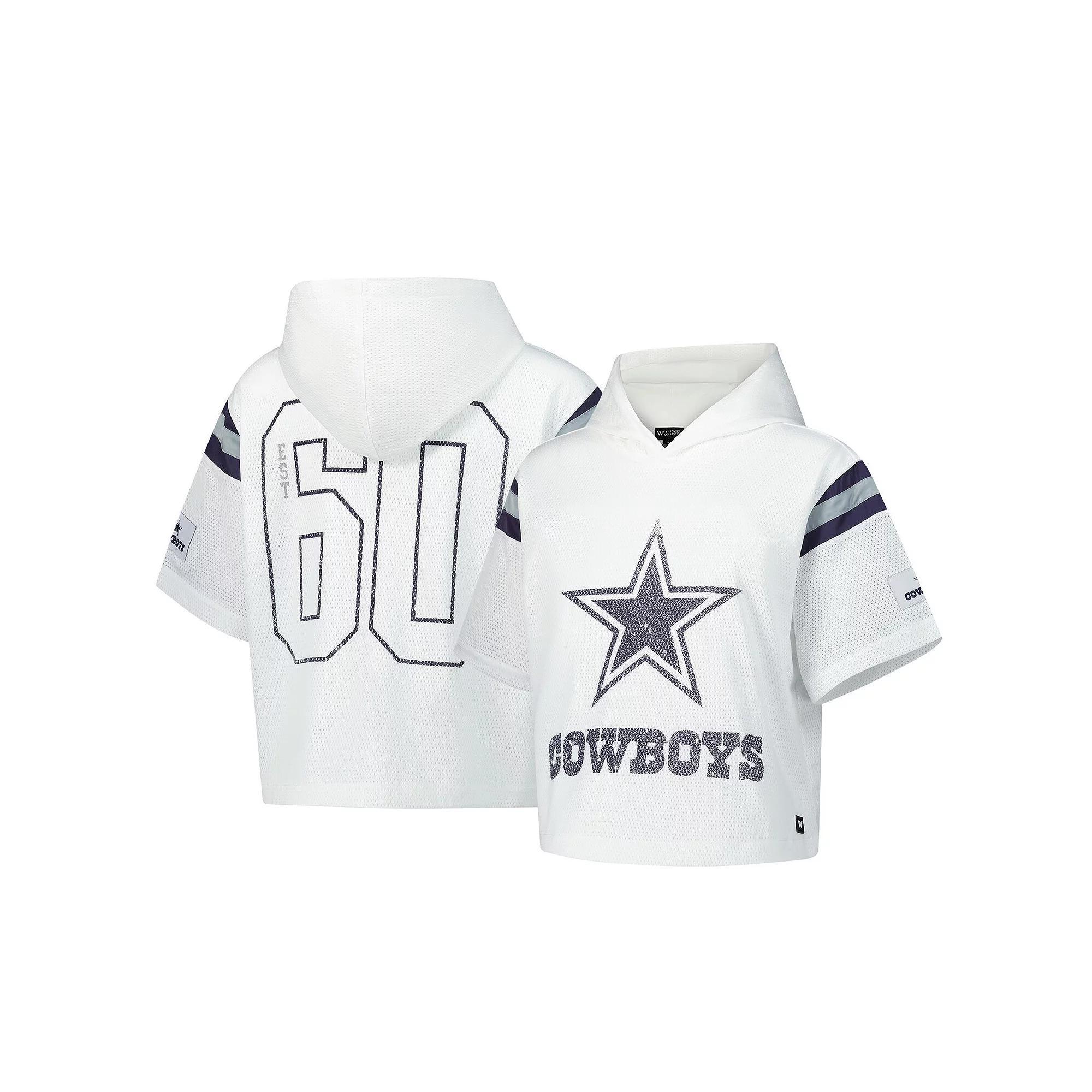 Women's The Wild Collective  White Dallas Cowboys Mesh Short Sleeve Hoodie T-Shirt, Size: 2XL Product Image