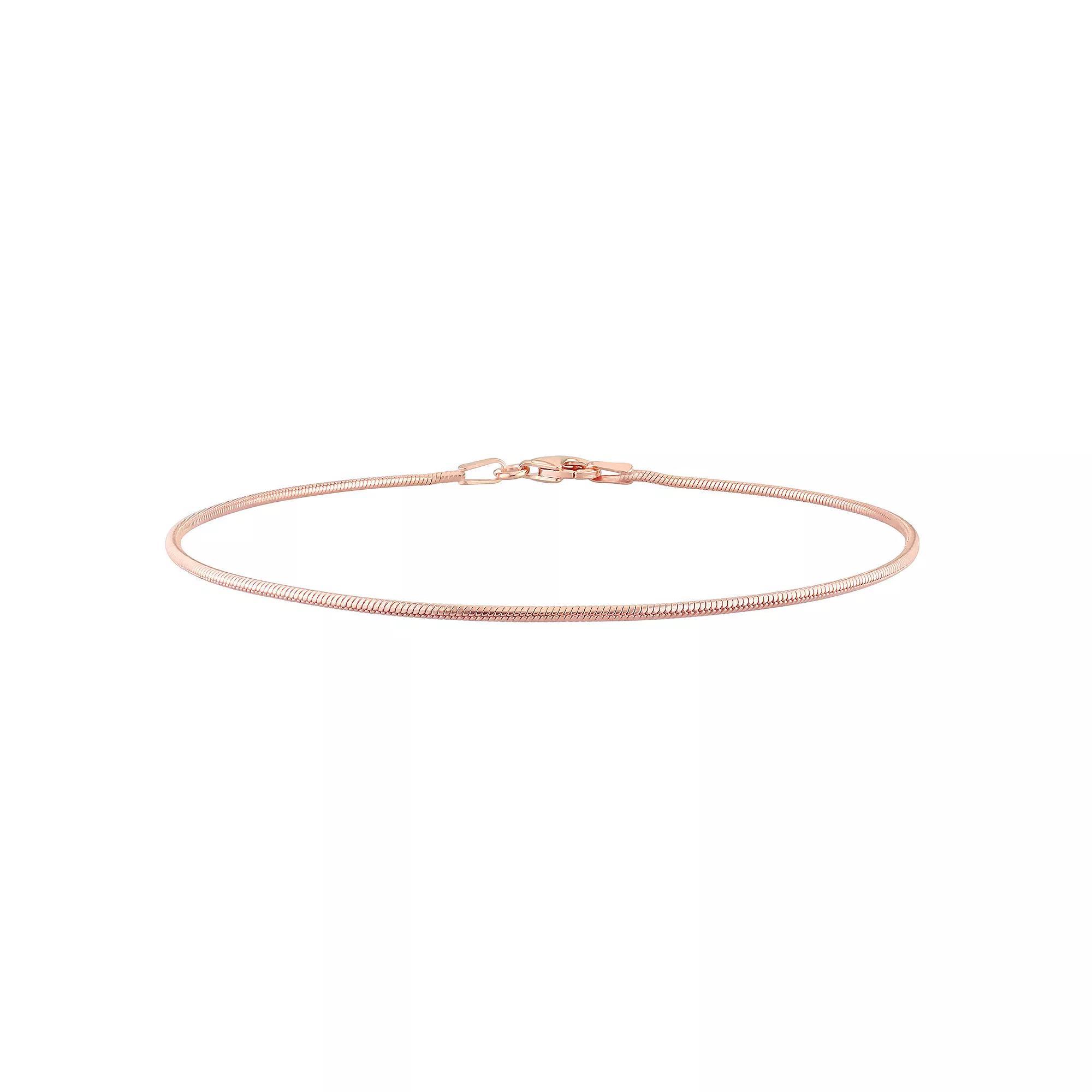 Stella Grace Mens Sterling Silver 1.2 mm Snake Chain Bracelet Rose Gold Tone Product Image