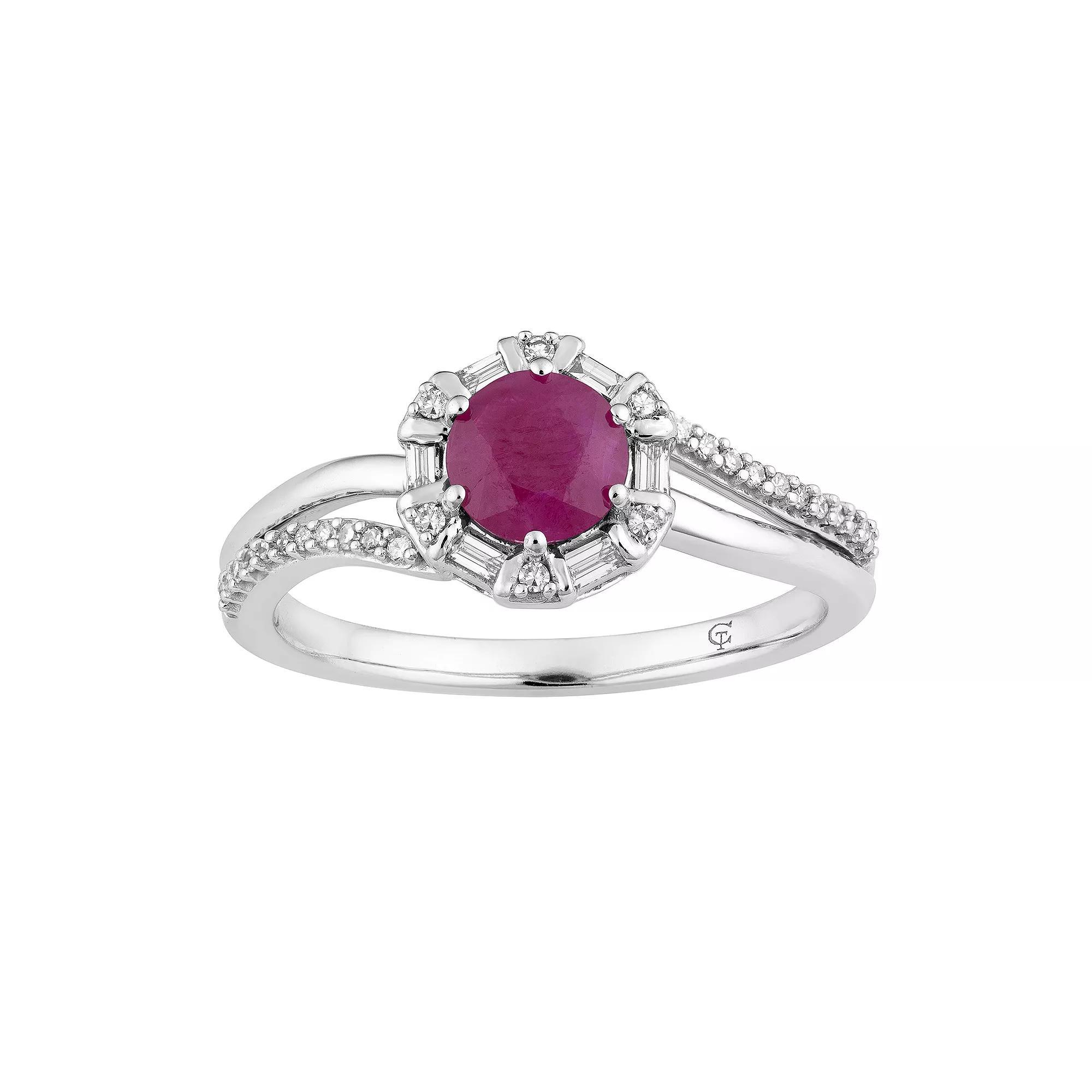 10k White Gold Ruby & 1/5 Carat T.W. Diamond Ring, Women's, Size: 6, 10k Whgold Product Image