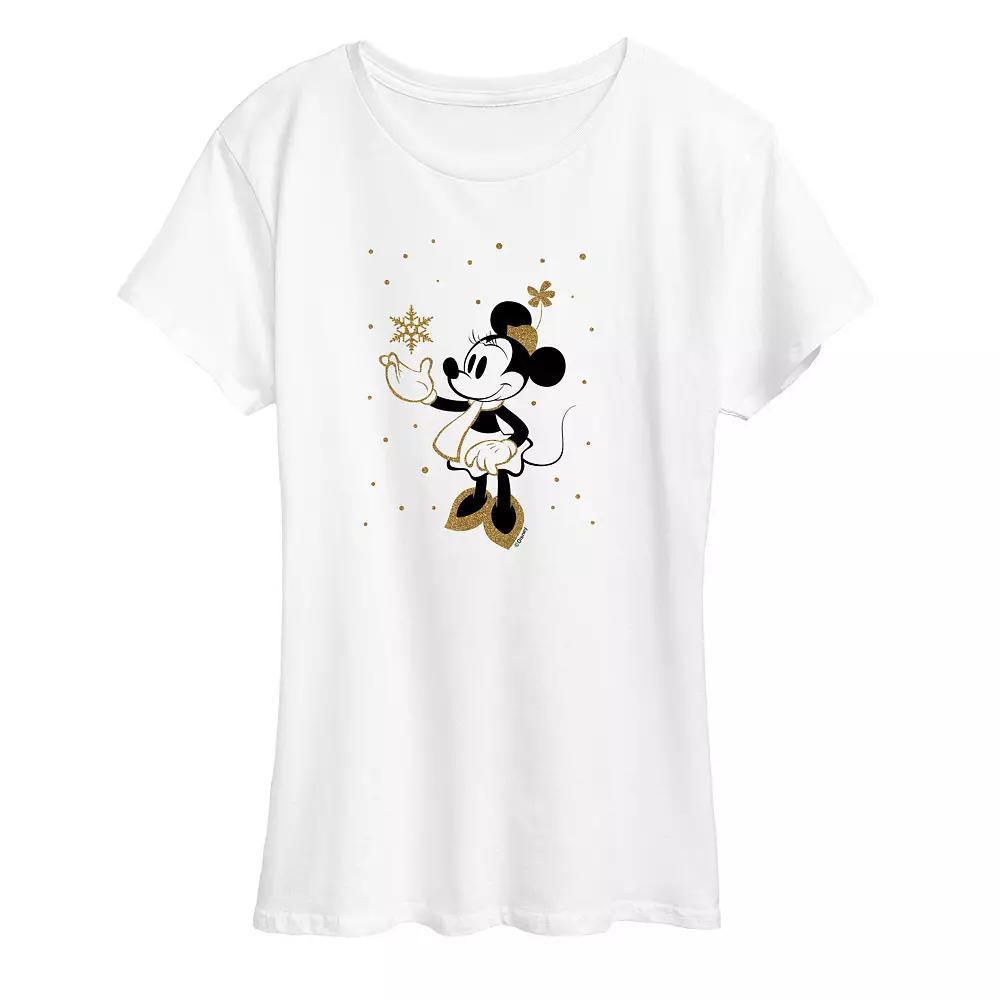 Disney's Minnie Mouse Women's Winter Sparkle Graphic Tee, Girl's, Size: Small, White Product Image