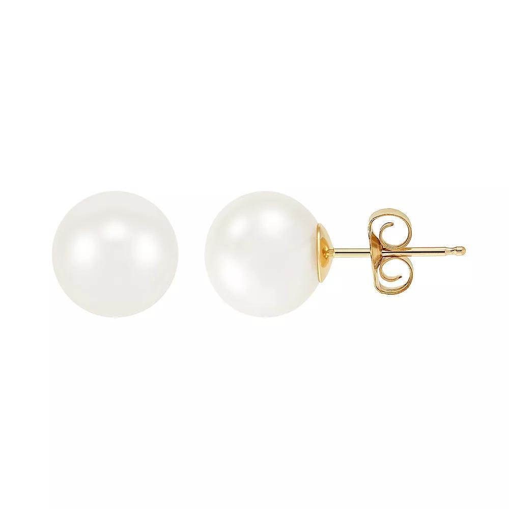 Freshwater by HONORA 10k Gold Freshwater Cultured Pearl Stud Earrings, Women's, Size: 8-9MM, White Product Image