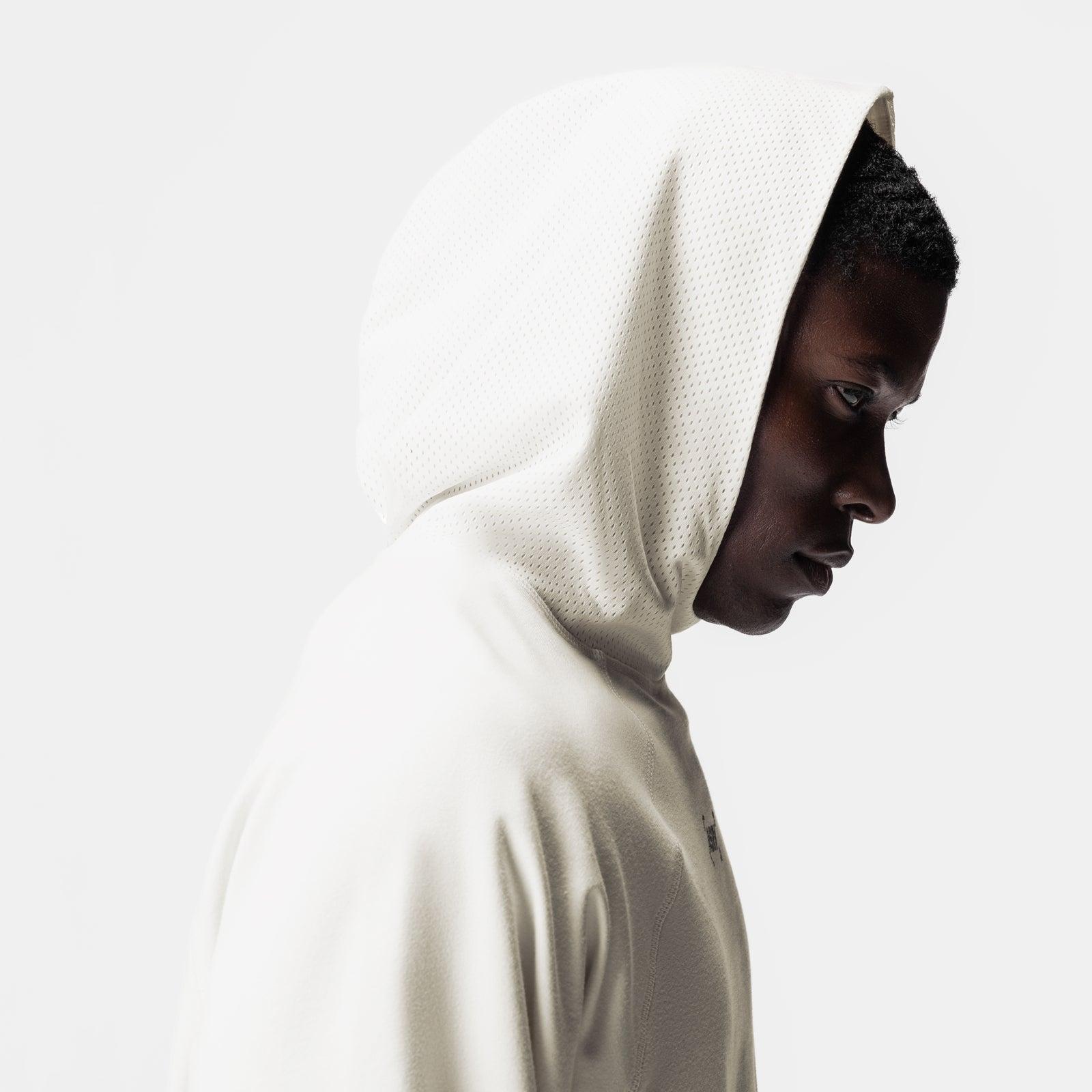 0958. Micro-Terry Raw Hem Hoodie - White Product Image