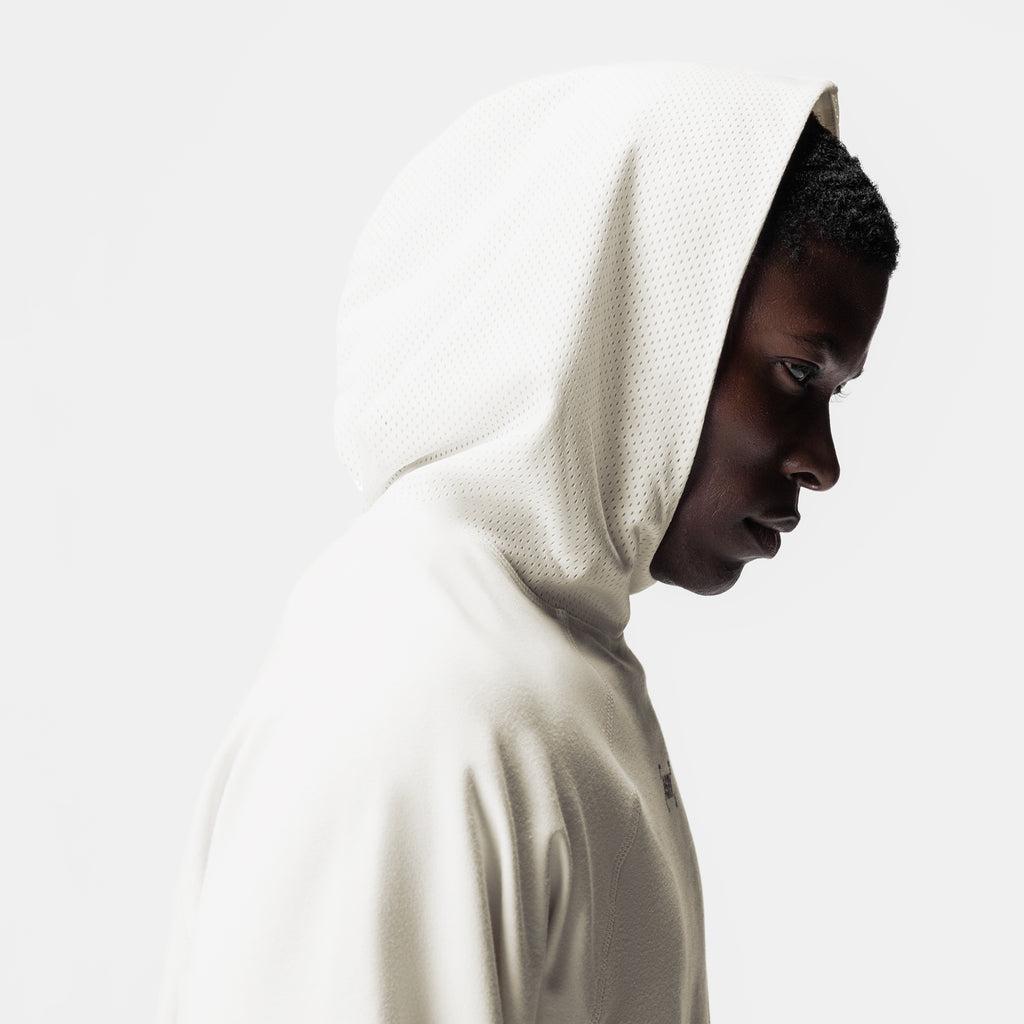 0958. Micro-Terry Raw Hem Hoodie - White Product Image