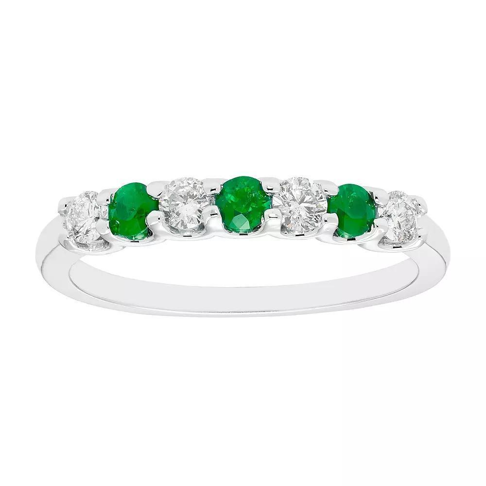 The Regal Collection 14k White Gold Emerald & 1/8 Carat T.W. Diamond Stackable Ring, Womens 14k Whgold Product Image