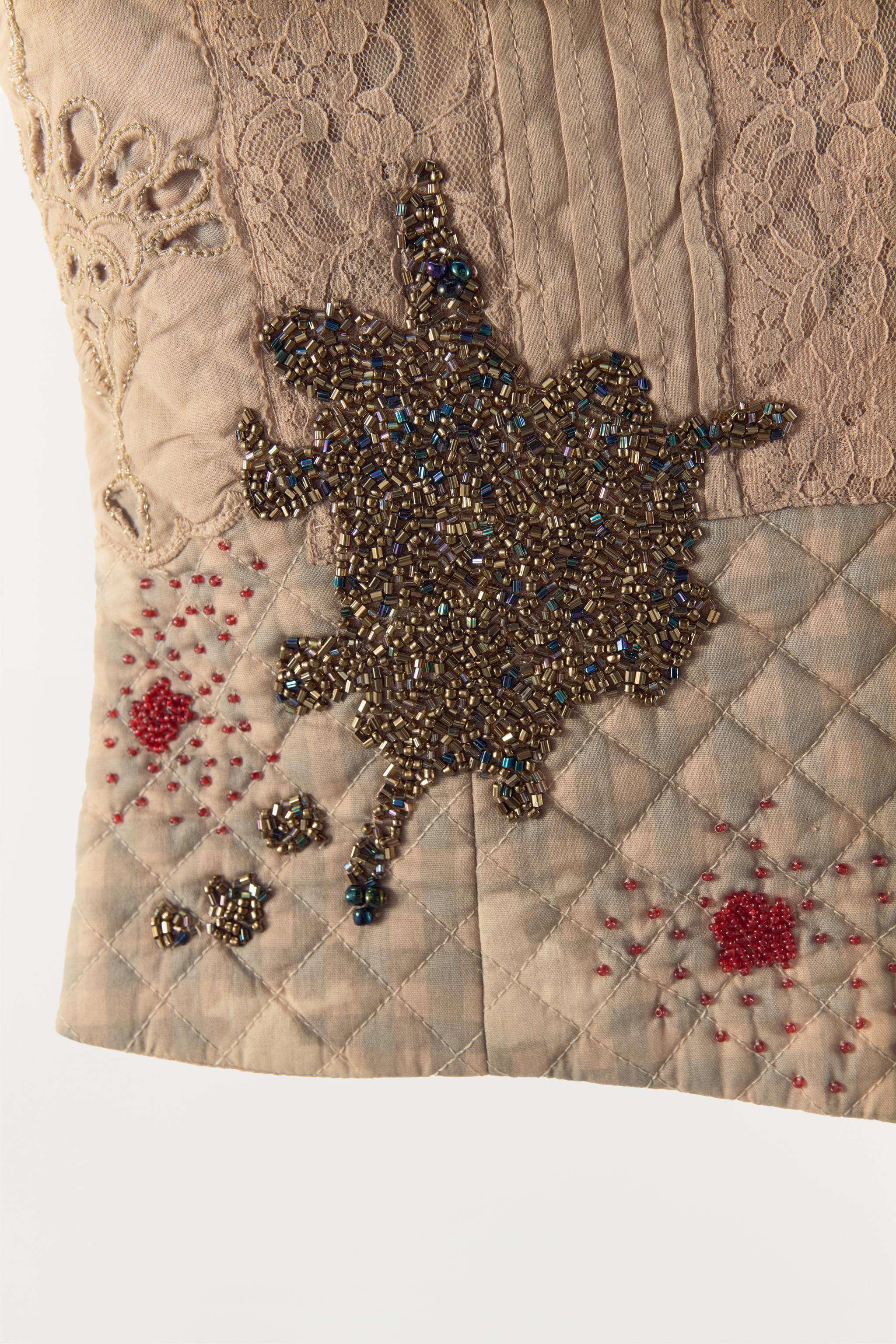 PADDED CORSET WITH BEADING AND EMBROIDERY Product Image