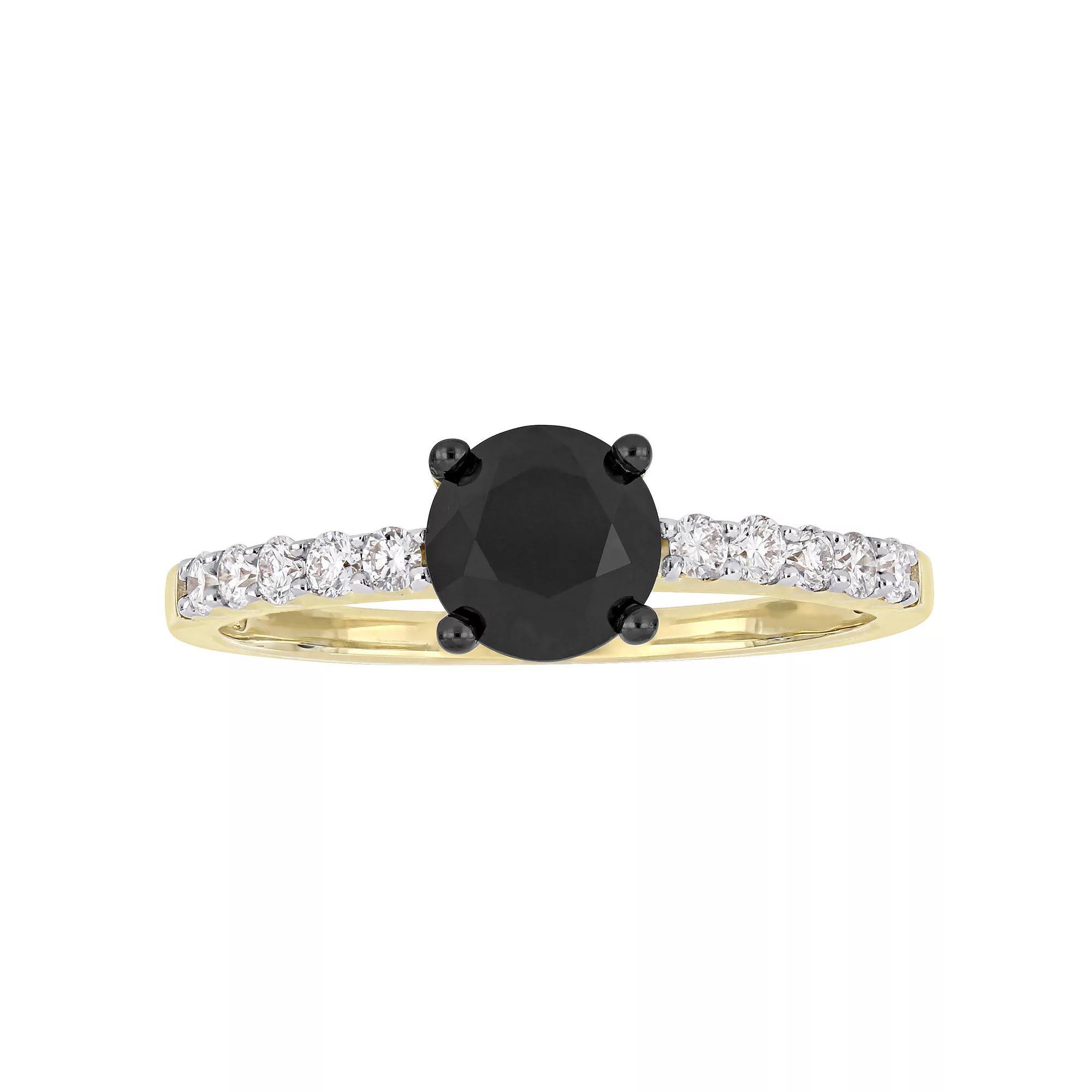 Stella Grace 14k Yellow Gold Black & White Diamond Engagement Ring, Womens 14k Gold Product Image
