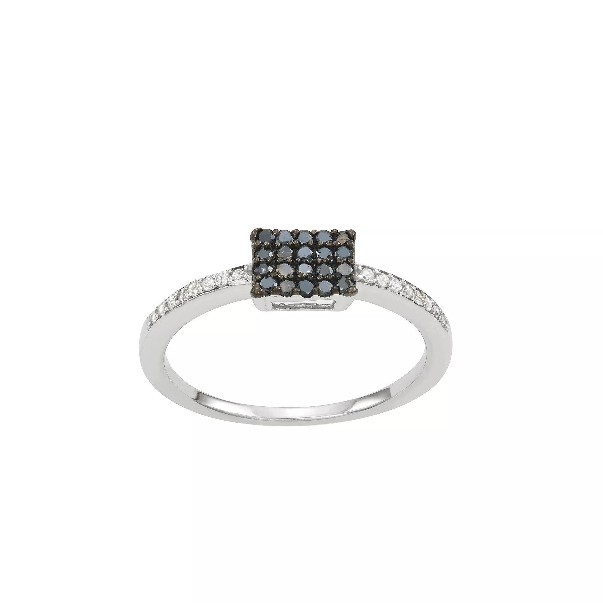 Jewelexcess Sterling Silver 1/4 Carat T.W. Black & White Diamond Ring, Women's, Size: 7 Product Image