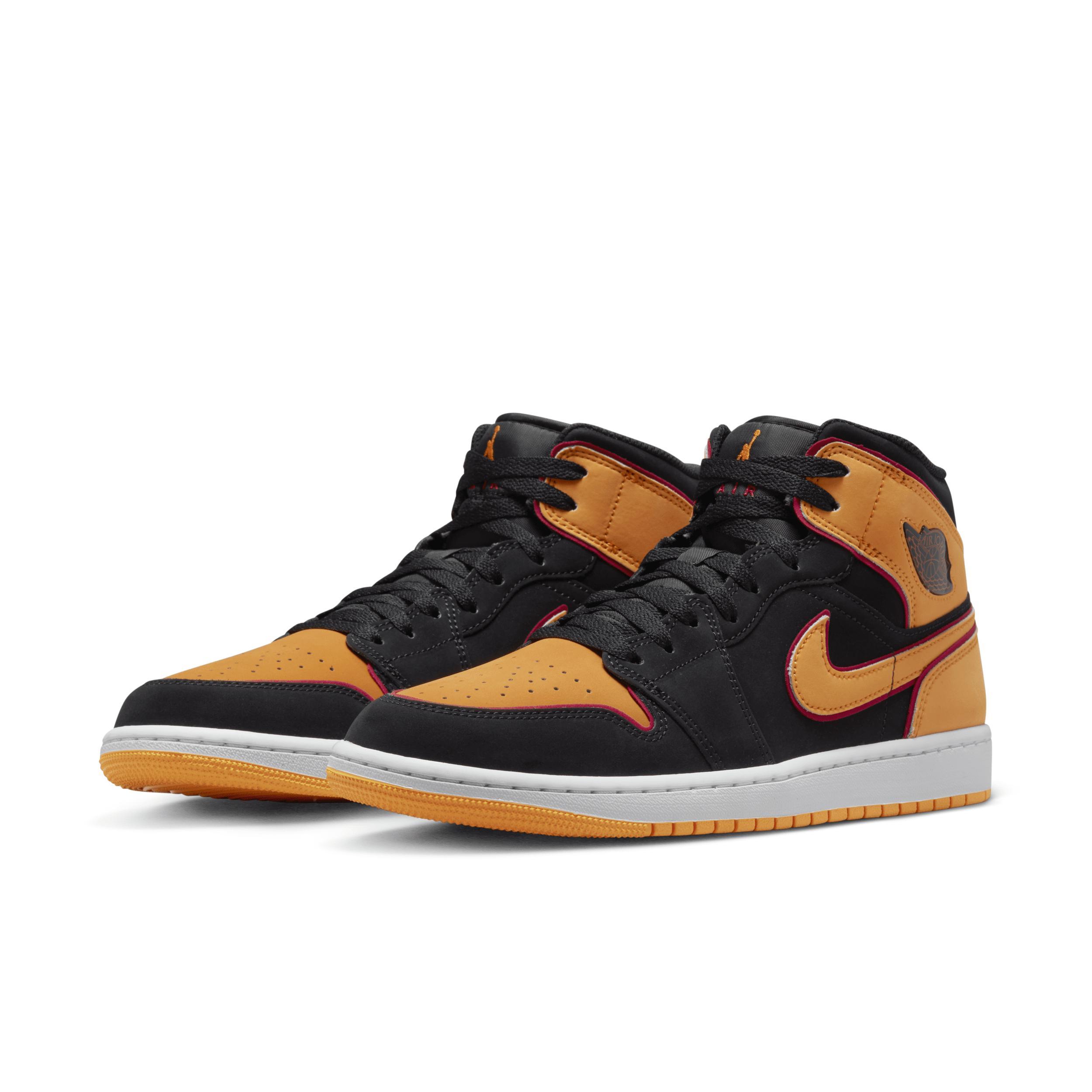 Jordan Mens AJ 1 MID SE V2 - Basketball Shoes Orange/Black/Red Product Image