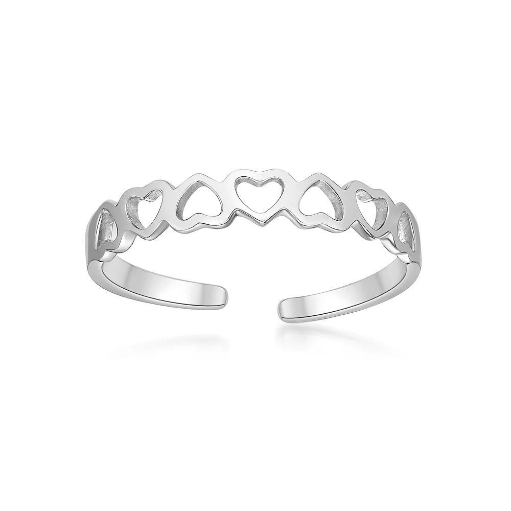 Lila Moon 10k Gold Open Hearts Adjustable Toe Ring, Women's, 14k White Gold Product Image