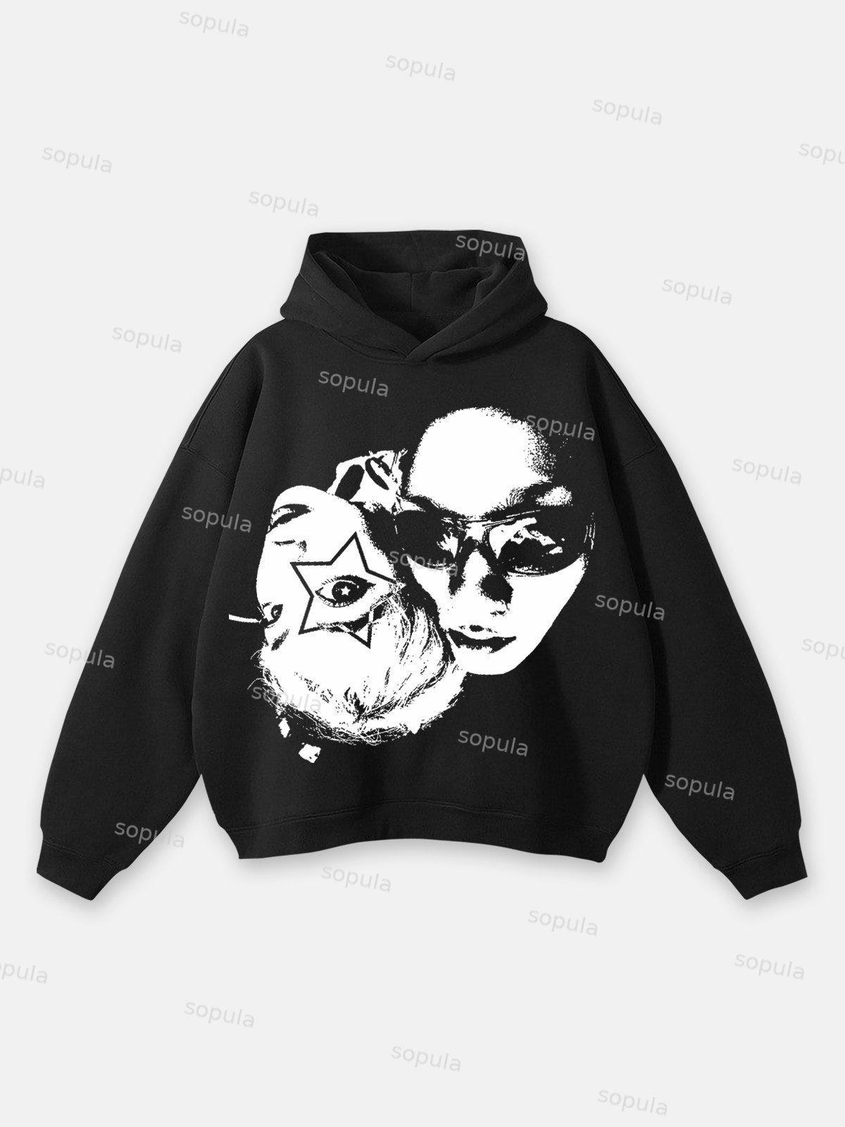 Sopula Jesus Retro Fade Portrait Graphic Hoodie Product Image