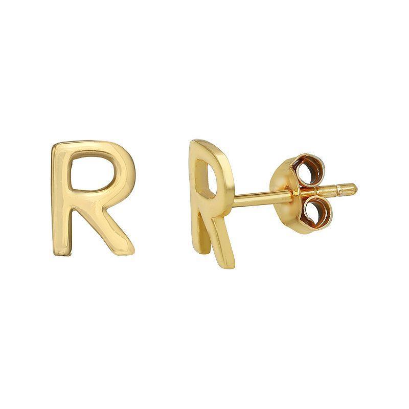 PRIMROSE Sterling Silver Initial Stud Earrings, Women's, Gold Tone C Product Image