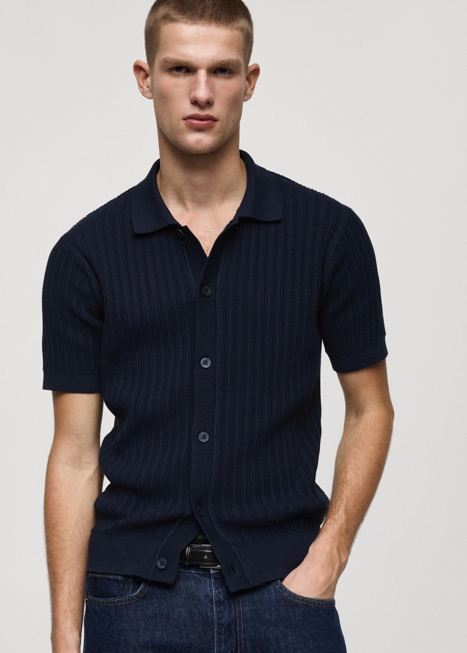 100% cotton shirt structure - Men | MANGO USA Product Image