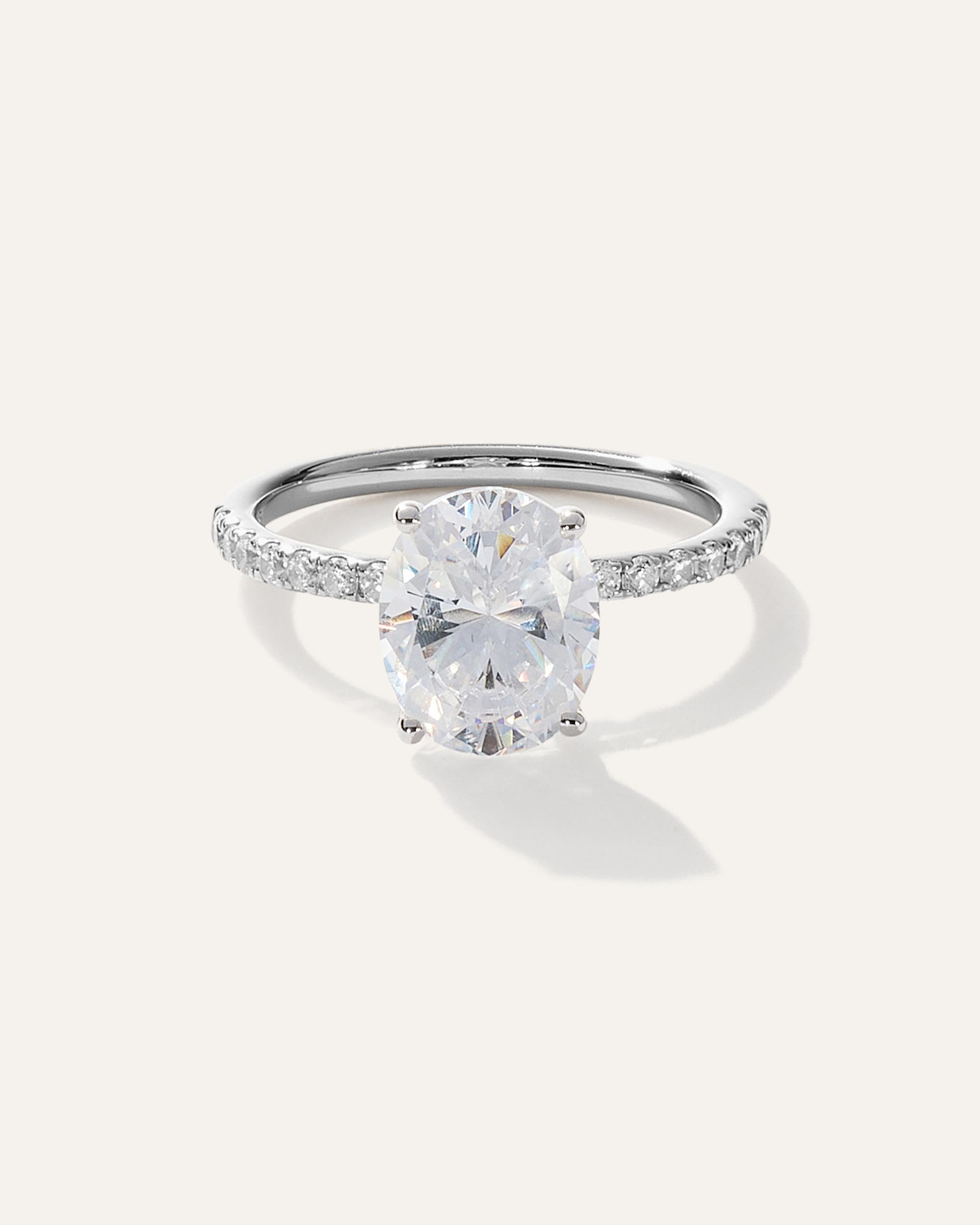 Quince | Women's Lab Grown Diamond Oval Petite Pave Engagement Ring Product Image