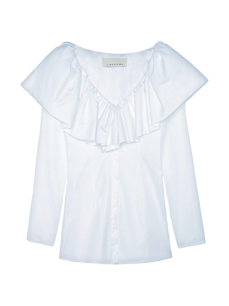 Womens Baxter Ruffle Cotton Shirt Product Image