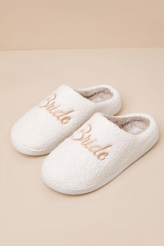 Cozi White Bride Shearling Slippers Product Image