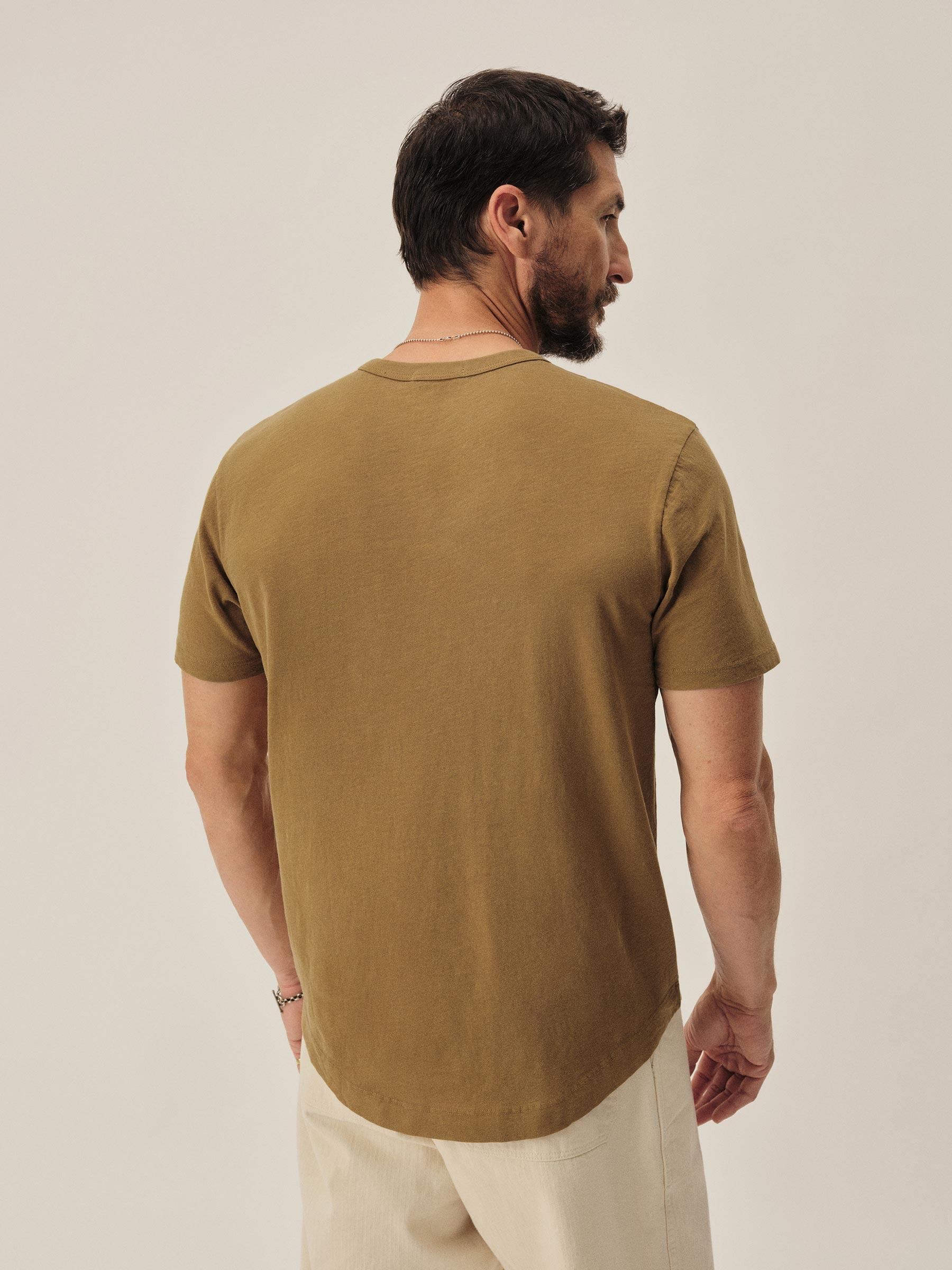 Mustard Venice Wash Slub Curved Hem Tee Product Image