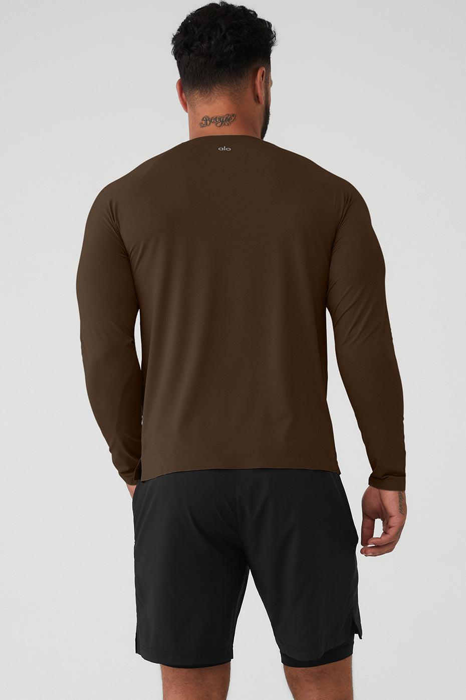 Alo Yoga | Idol Long Sleeve Performance T-Shirt Brown, Size: 2XL Product Image