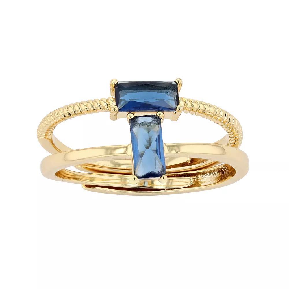 City Luxe Birthstone Simulated Gemstone Duo Ring Set, Women's, Gold Tone September Product Image