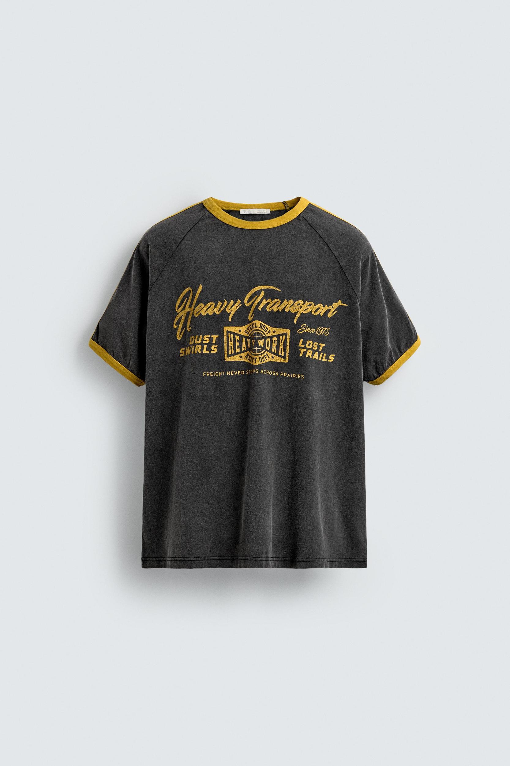 RIBBED CONTRAST TEXT T-SHIRT Product Image
