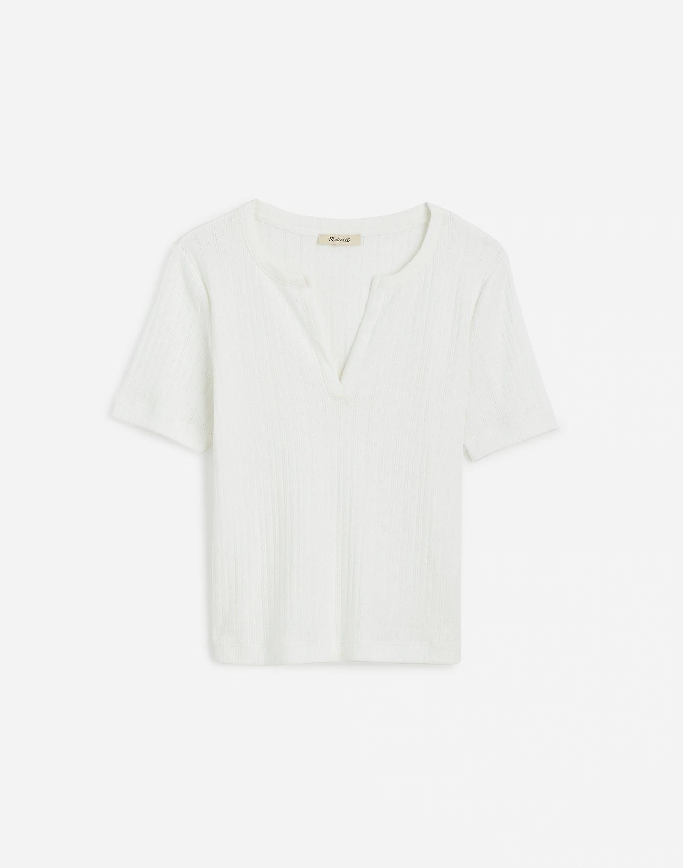 Pointelle Notch Neck Tee Product Image