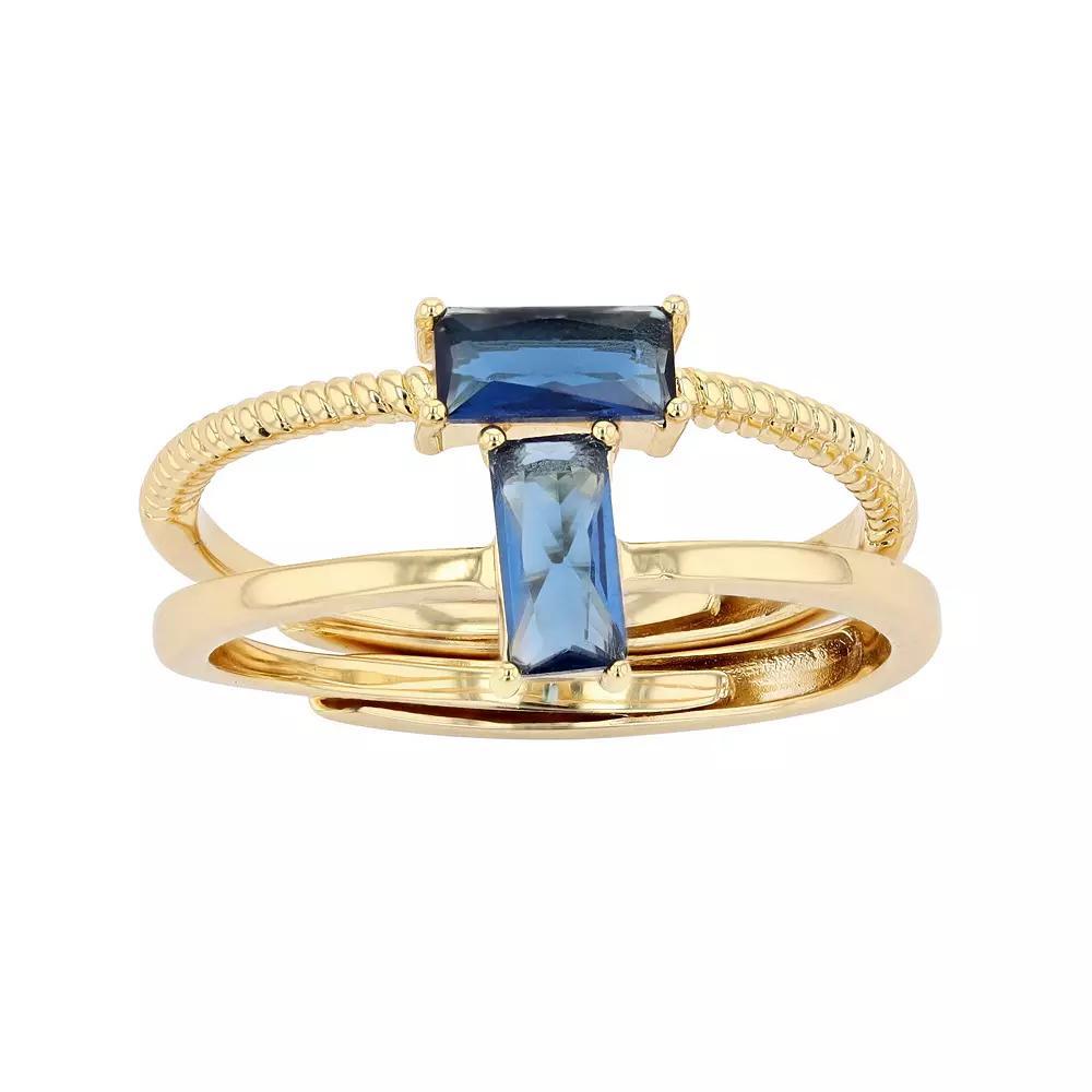 City Luxe Birthstone Simulated Gemstone Duo Ring Set, Women's, Gold Tone September Product Image