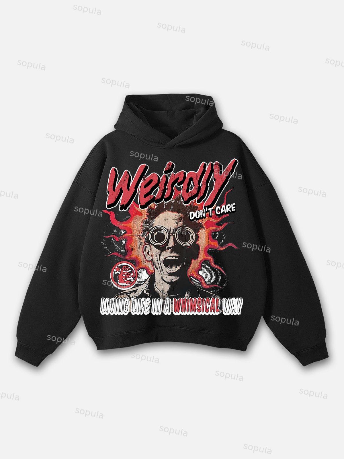 Sopula Don't Care Guy Laughs Retro Graphic Hoodie Product Image