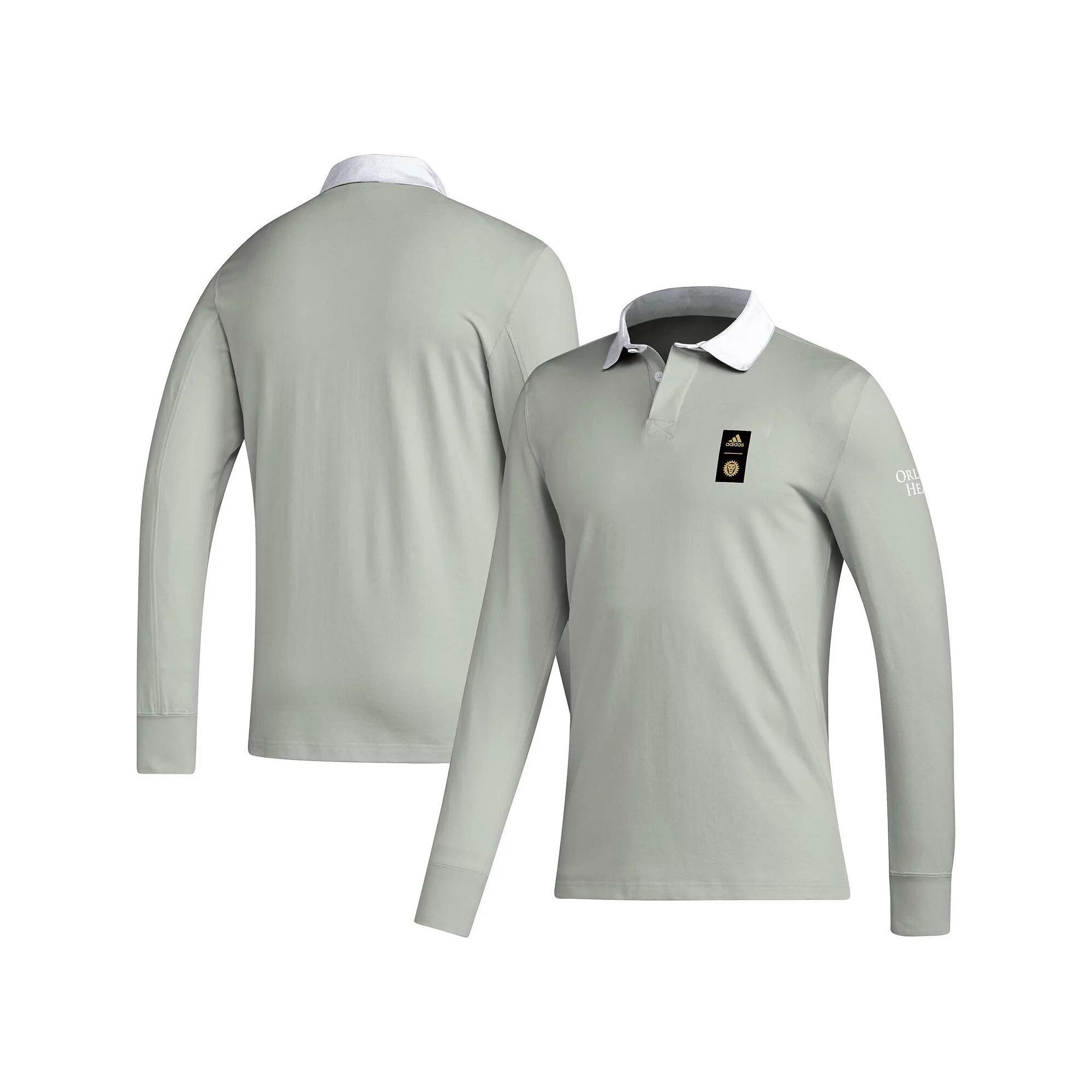 Mens adidas 2023 Player Gray Sporting Kansas City Travel Long Sleeve Polo Product Image