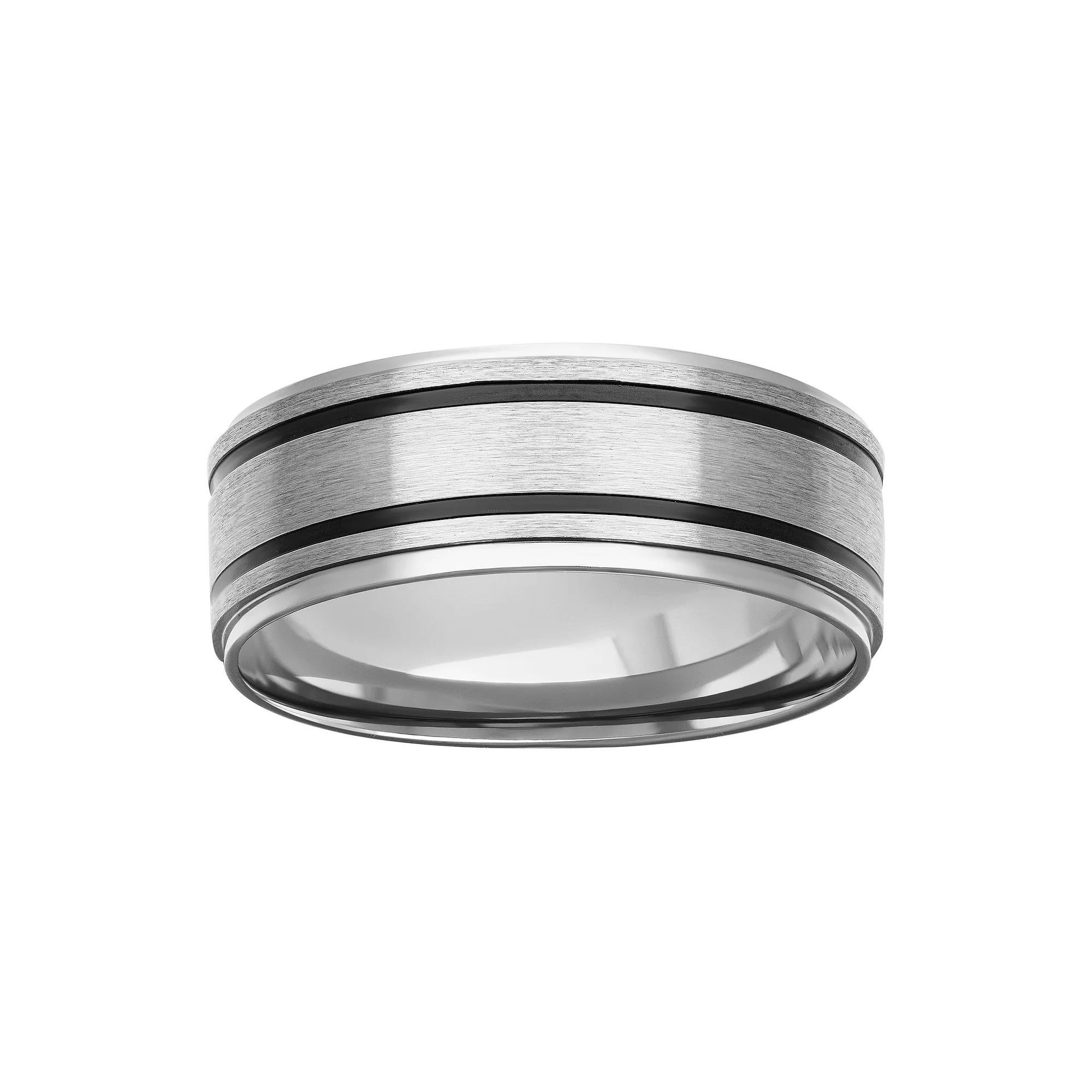 AXL Stainless Steel & Black PVD Plated 9 mm Men's Comfort Fit Band, Size: 12 Product Image