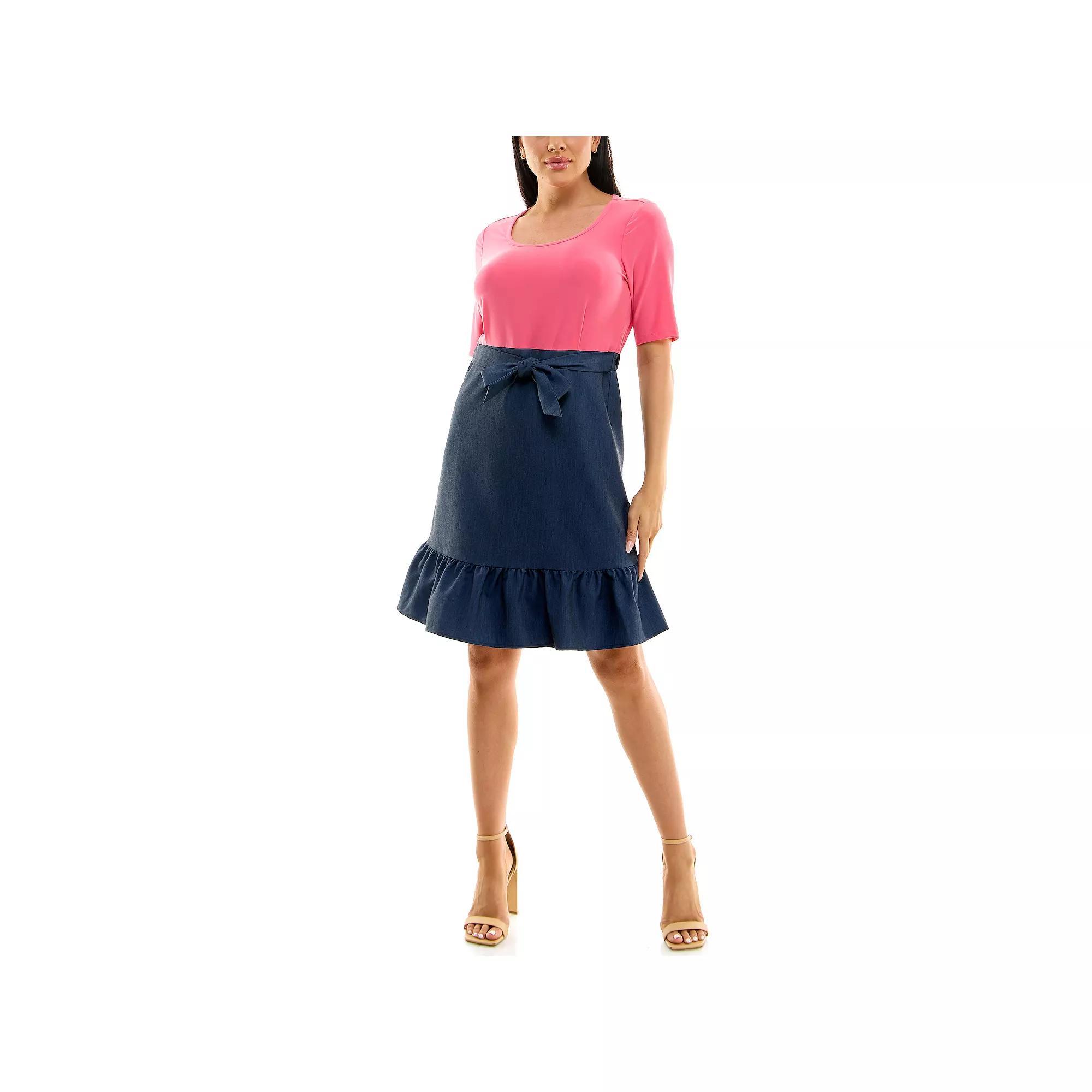 Women's Nina Leonard Pleated Midi Dress, Size: Small, Sunny Green Light Wash Product Image