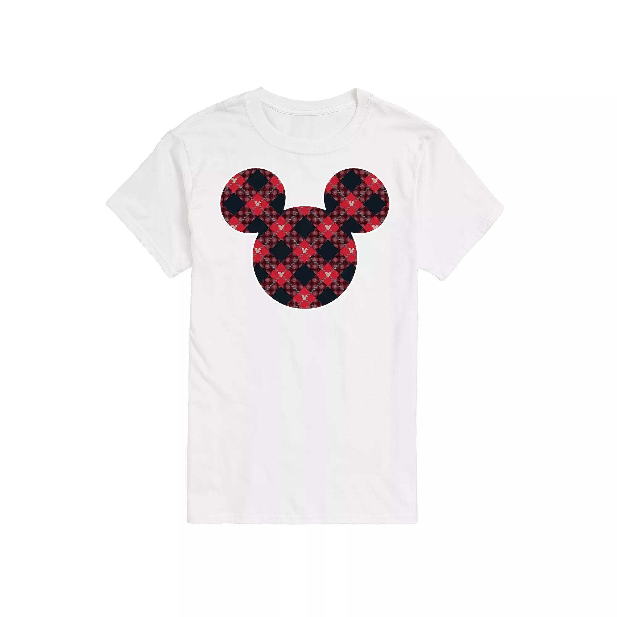 Disney's Mickey Mouse Men's Silhouette Plaid Fill Graphic Tee, Size: Small, Black Product Image