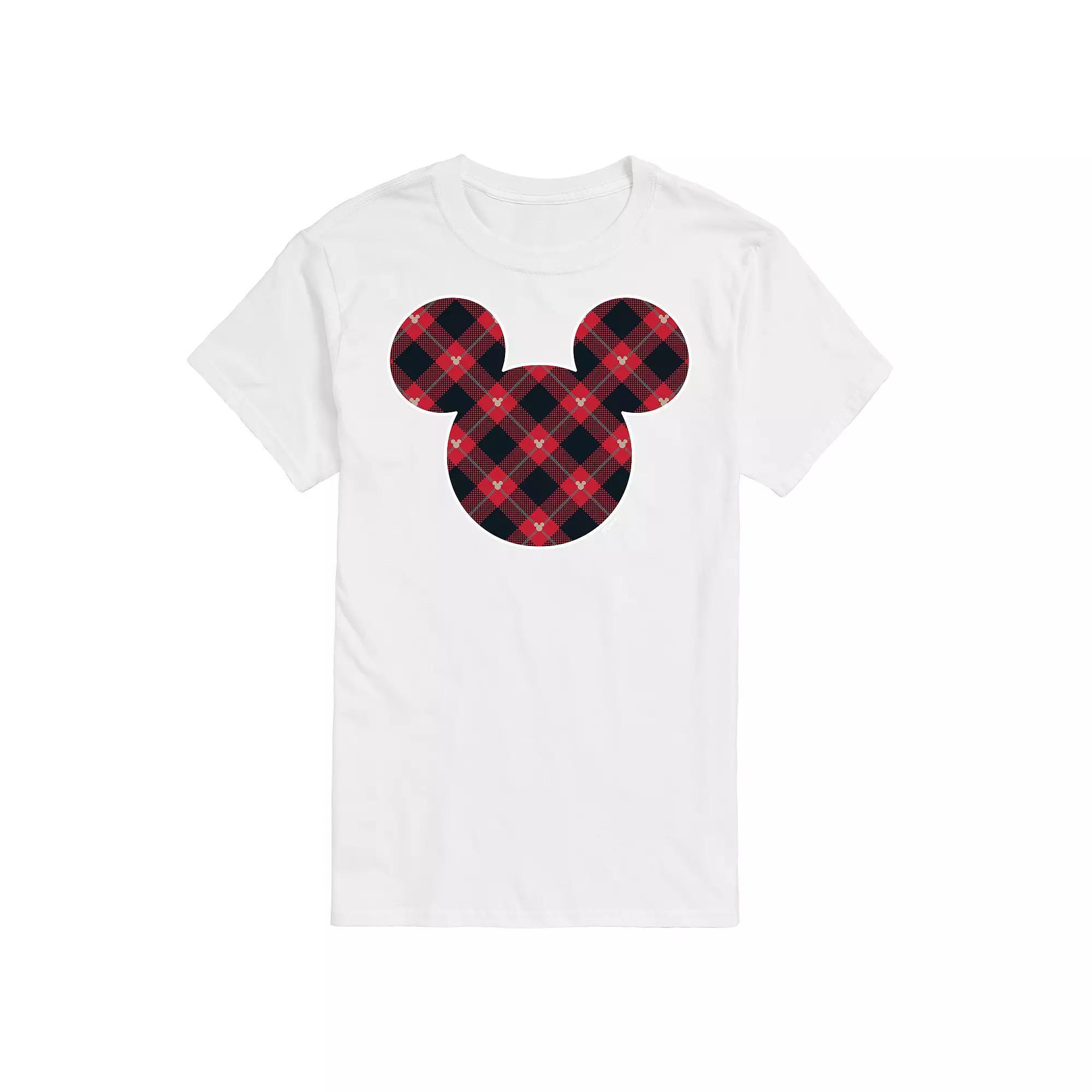 Disney's Mickey Mouse Men's Silhouette Plaid Fill Graphic Tee, Size: Small, Black Product Image