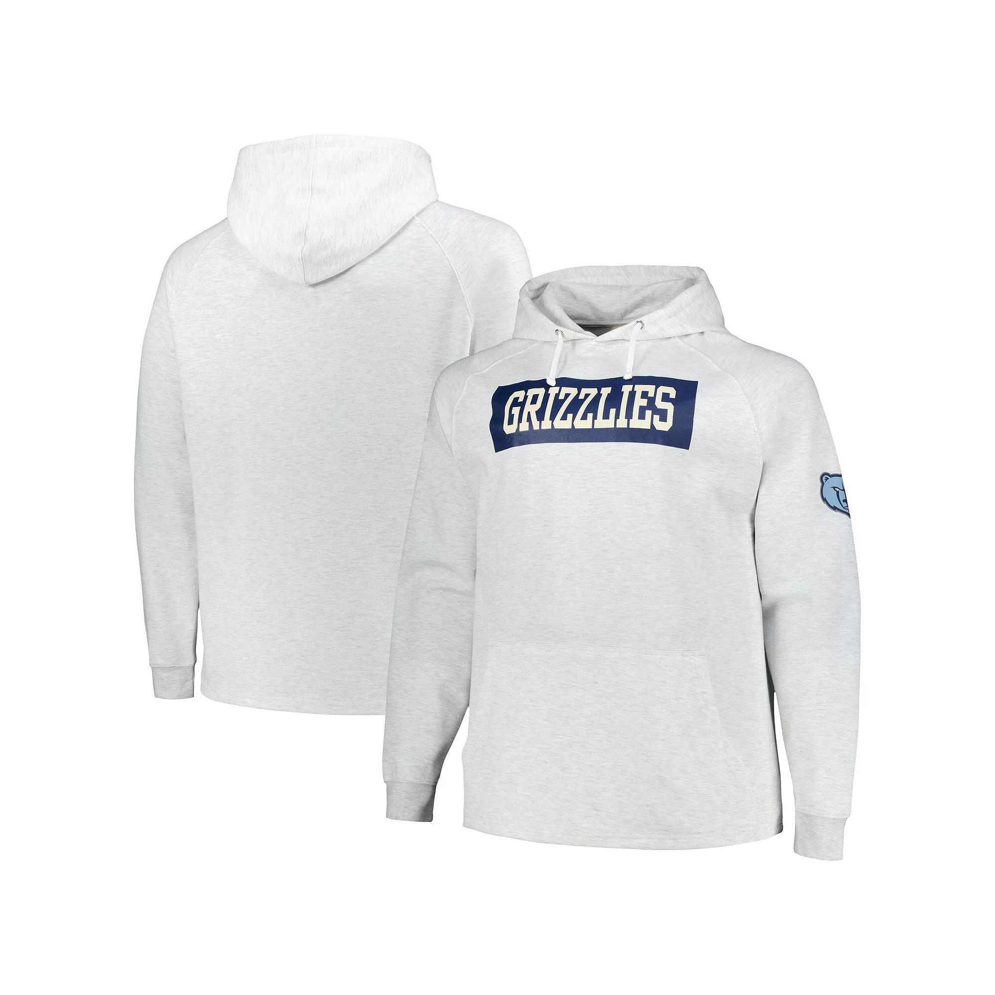 Men's Fanatics Ash Memphis Grizzlies Big & Tall Raglan Tri-Blend Pullover Hoodie, Size: XLT, Grz Black Product Image
