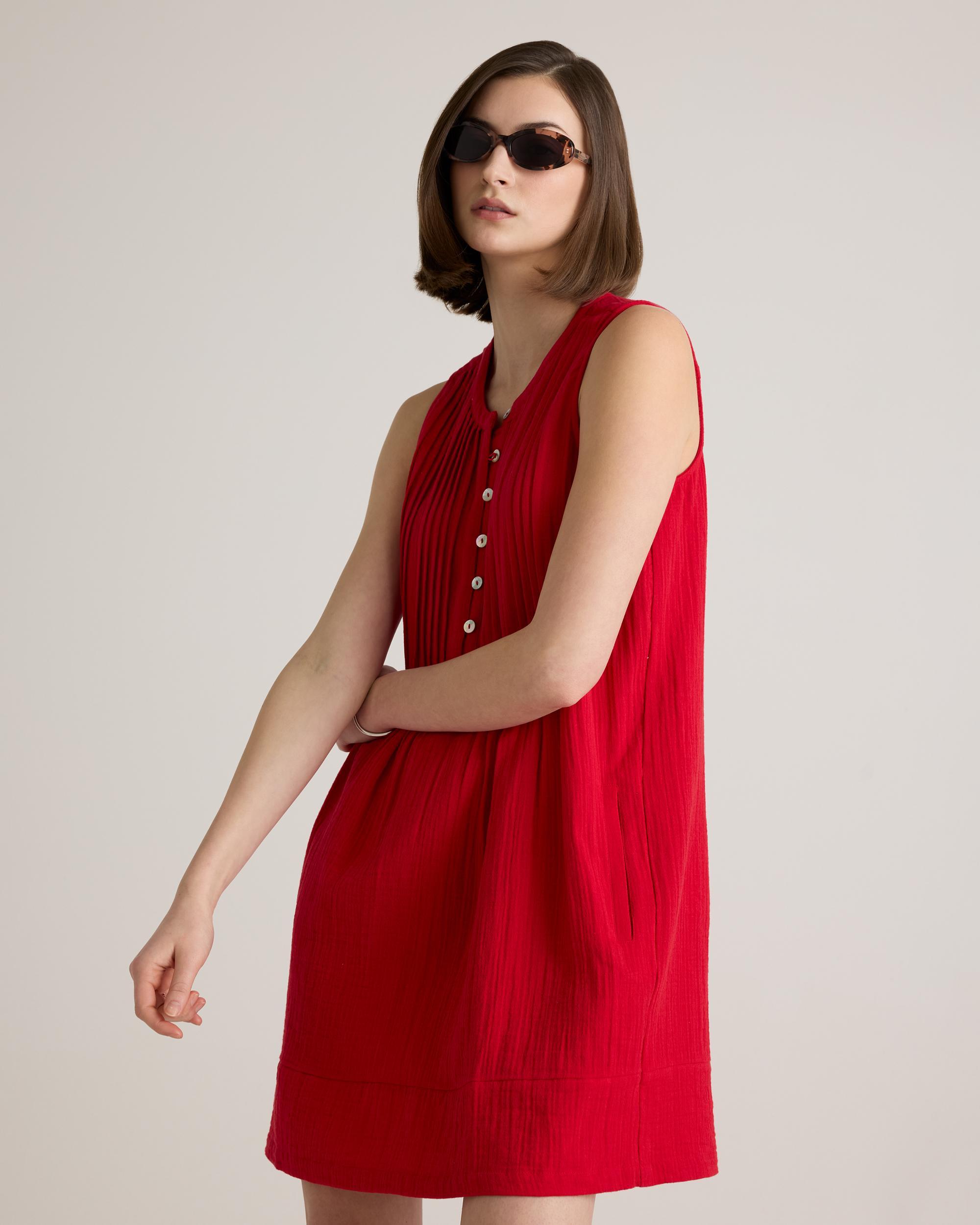 Quince | Women's Gauze Sleeveless Swing Dress Size XS, Organic Cotton Product Image