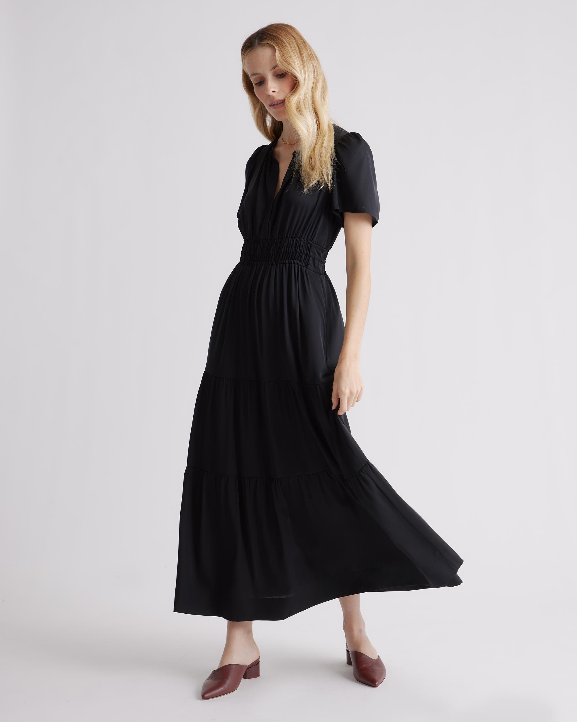 Quince | Women's Washable Stretch Silk Tiered Maxi Dress Size XS Product Image